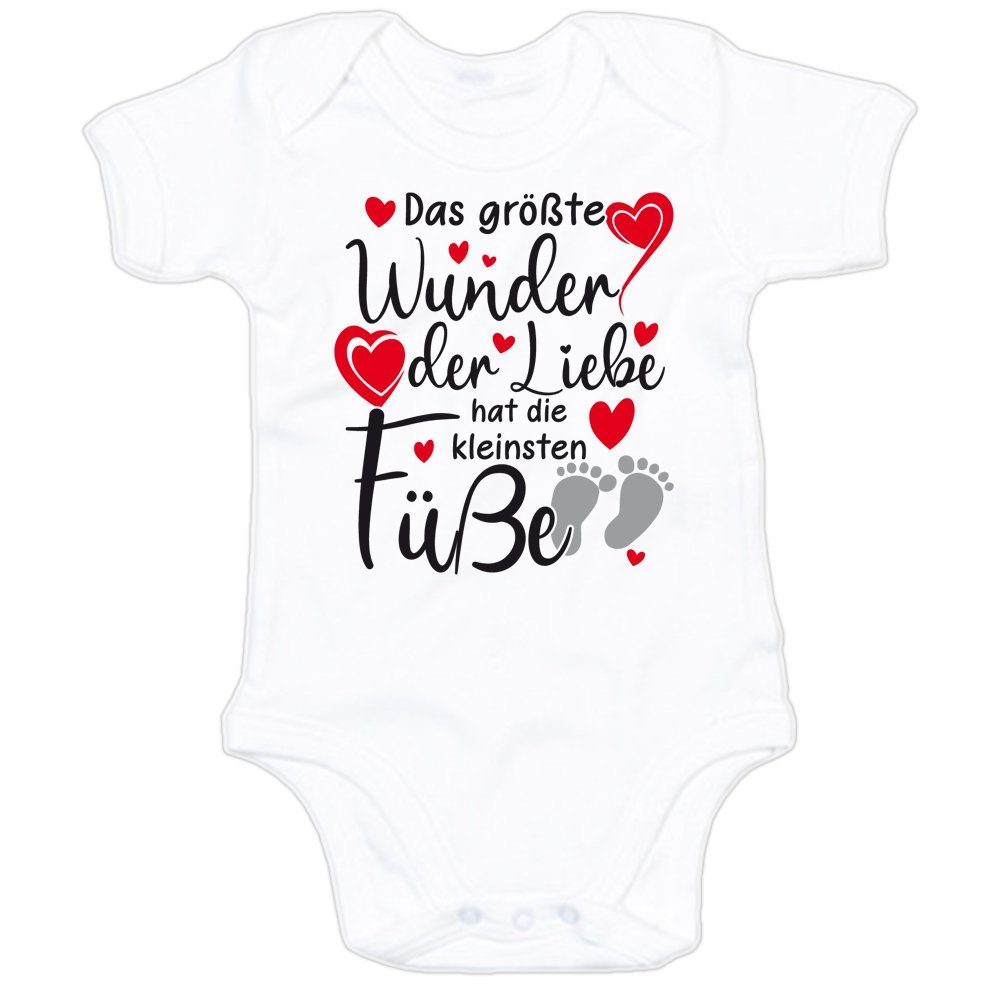 G-graphics Kurzarmbody Das größte Wunder der Liebe hat die kleinsten Füße Baby Body mit Spruch / Sprüche / Print / Motiv