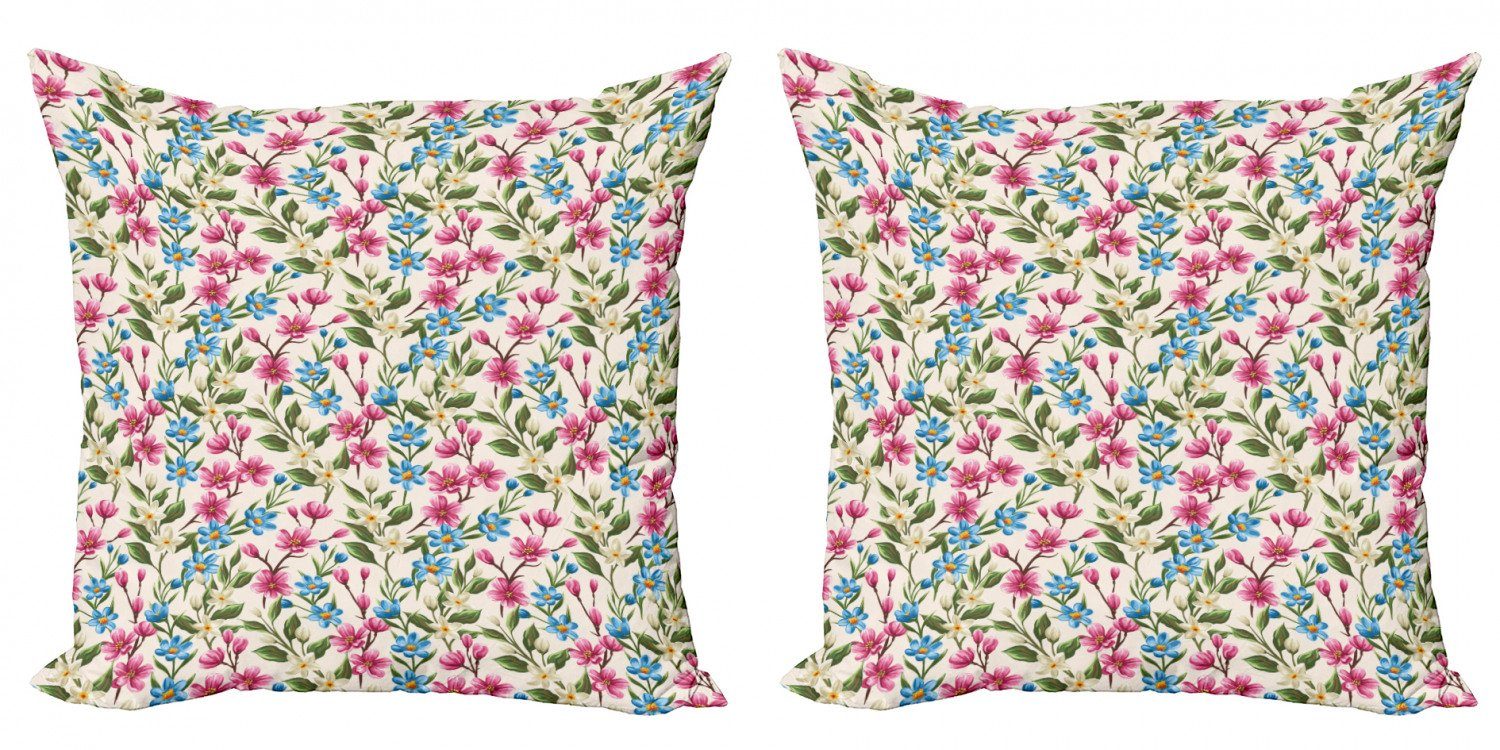 Bouquet Abakuhaus Stück), (2 Doppelseitiger Digitaldruck, Kissenbezüge Blühende Blumen Blumen Accent Modern