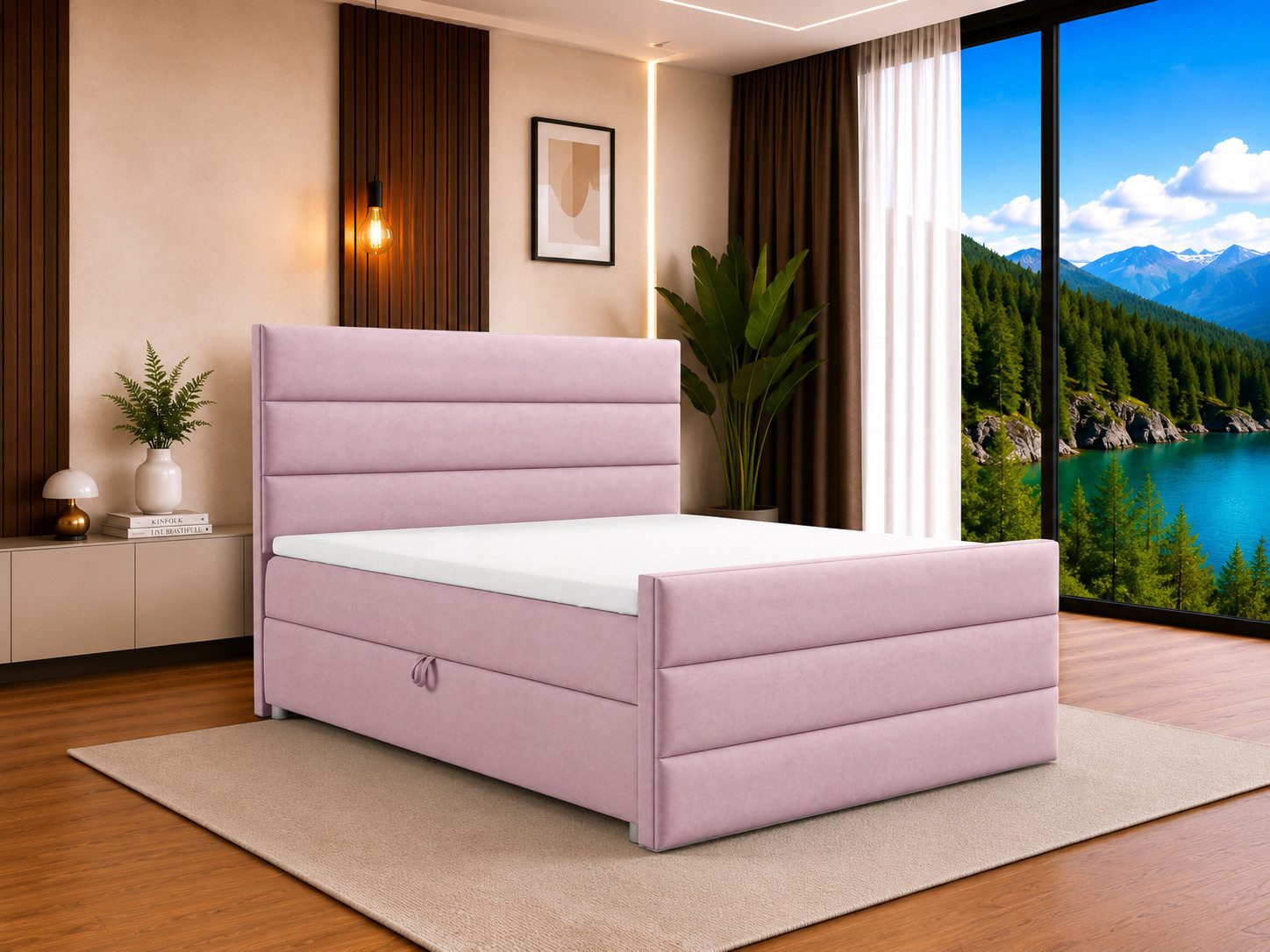 Best for Home Boxspringbett Trinity K-1 LUX – Modern Boxspringbett mit Stauraum & Komfort (Boxspringbett-Set, 1-St., Komplettes Boxspringbett-Set inklusive Matratze und Topper), Ergonomischer Schlafkomfort, großer Stauraum