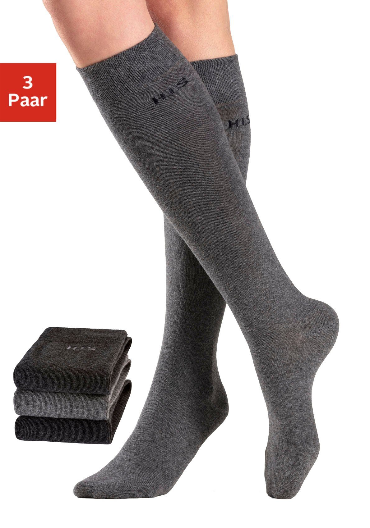 H.I.S Гольфы (Packung, 3-Paar) ohne einschneidendes Bündchen