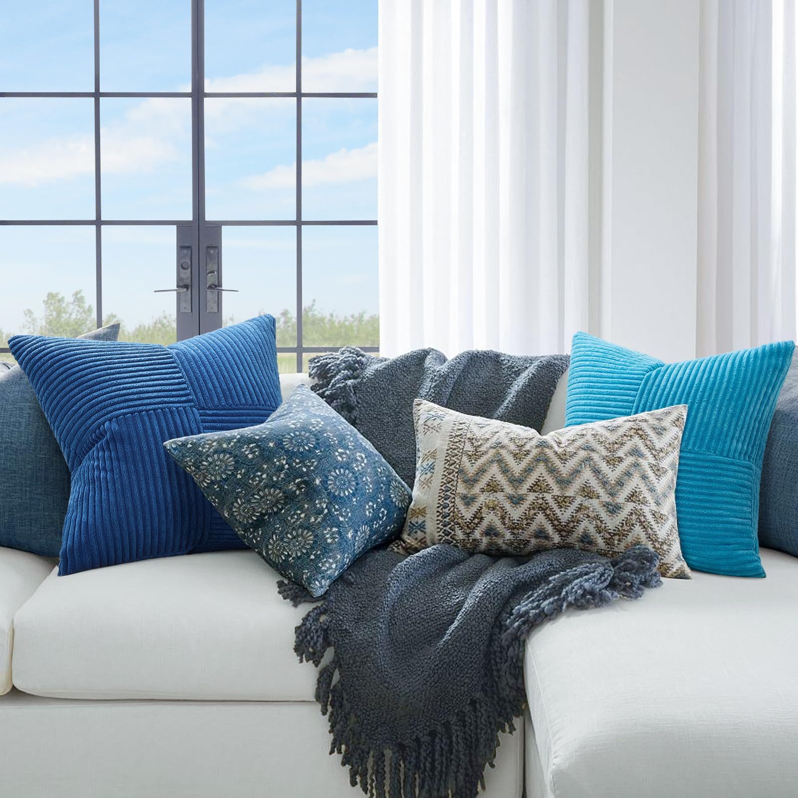 Topfinel Kissenbezug 40x40 4er set Kissenbezüge 50x50 Kordsamt mit Streifen günstig online kaufen