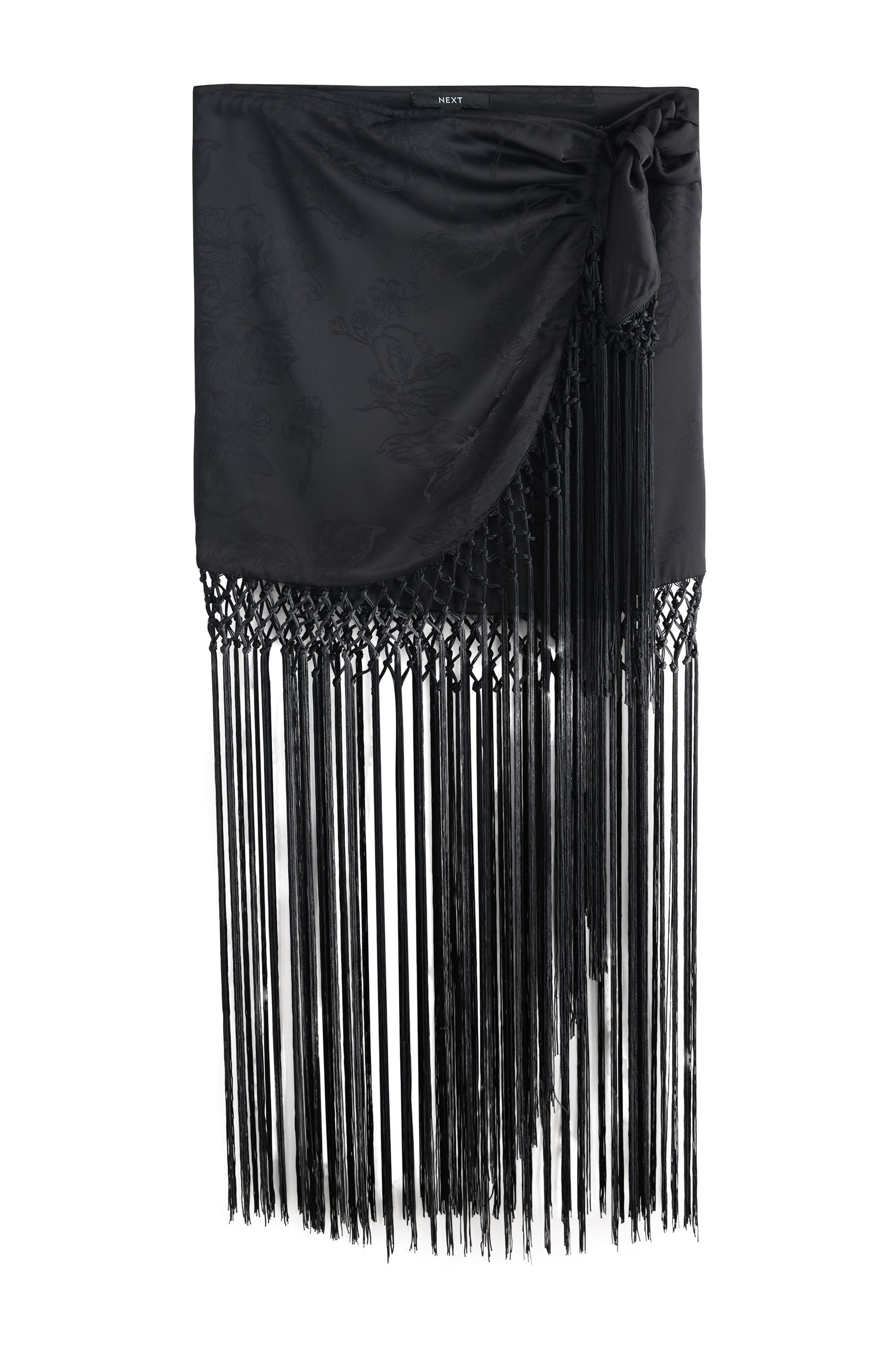 Strandrock Maxi-Sarong aus Satin mit Fransen
