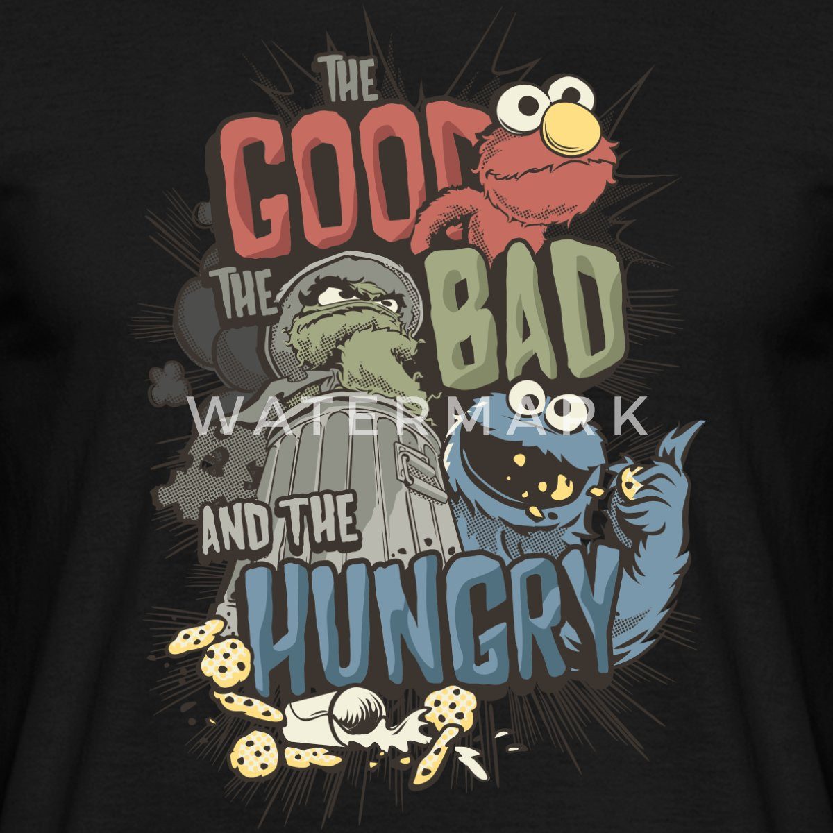 Spreadshirt T-Shirt Sesamstraße Halunken Elmo Oscar Krümelmonster Männer T- günstig online kaufen