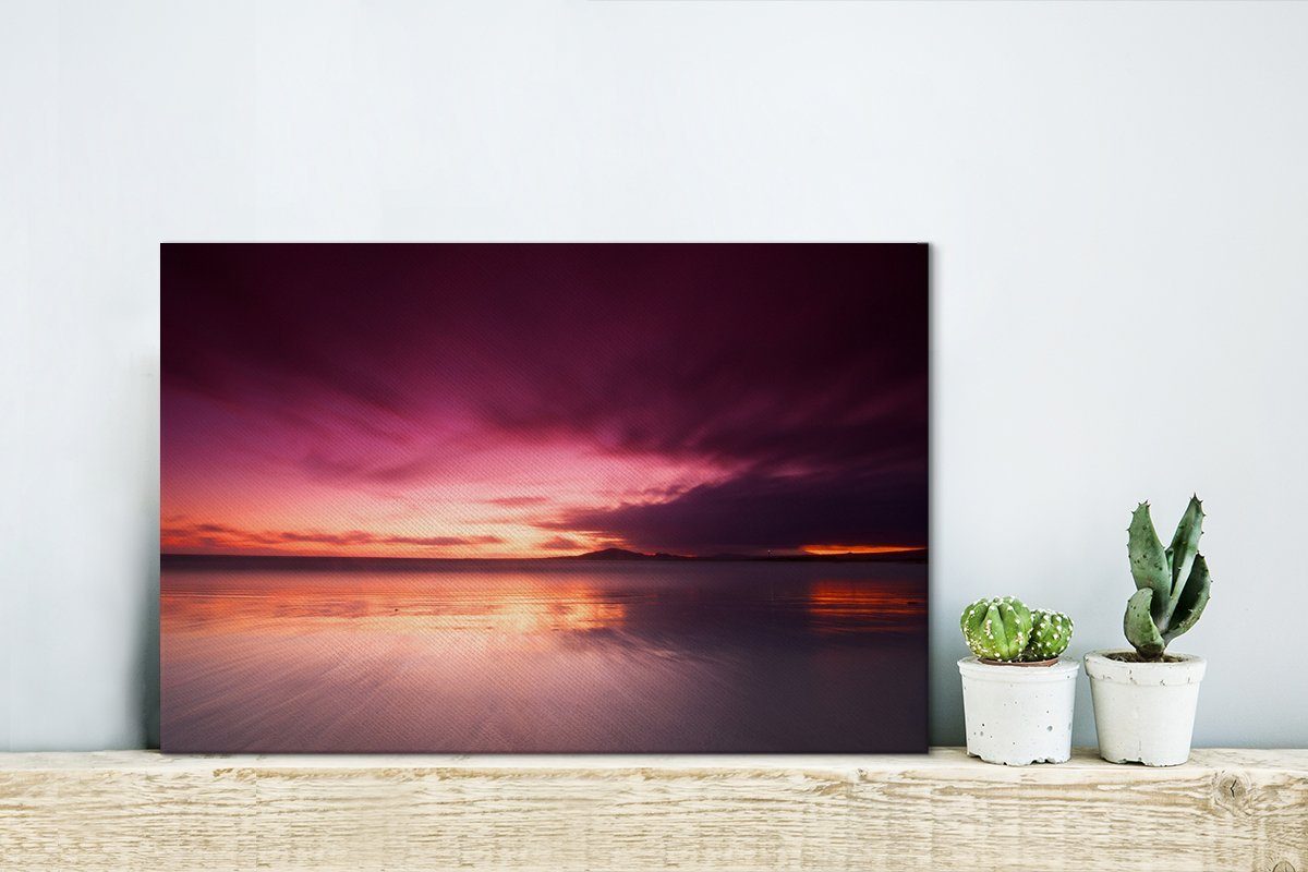 Leinwandbilder, Galapagos-Inseln 30x20 Wanddeko, rotem Aufhängefertig, bei OneMillionCanvasses® cm Sonnenuntergang, (1 mit Leinwandbild Wandbild St), Ecuador