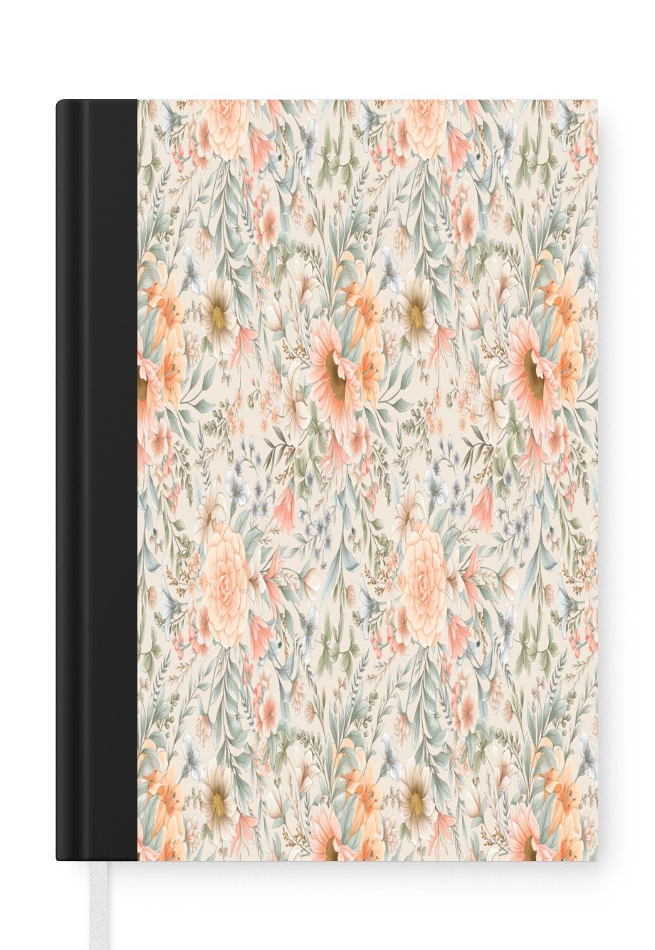 MuchoWow Notizbuch Blumen - Sonnenblume - Pastell - Muster, Journal, Merkzettel, Tagebuch, Notizheft, A5, 98 Seiten, Haushaltsbuch