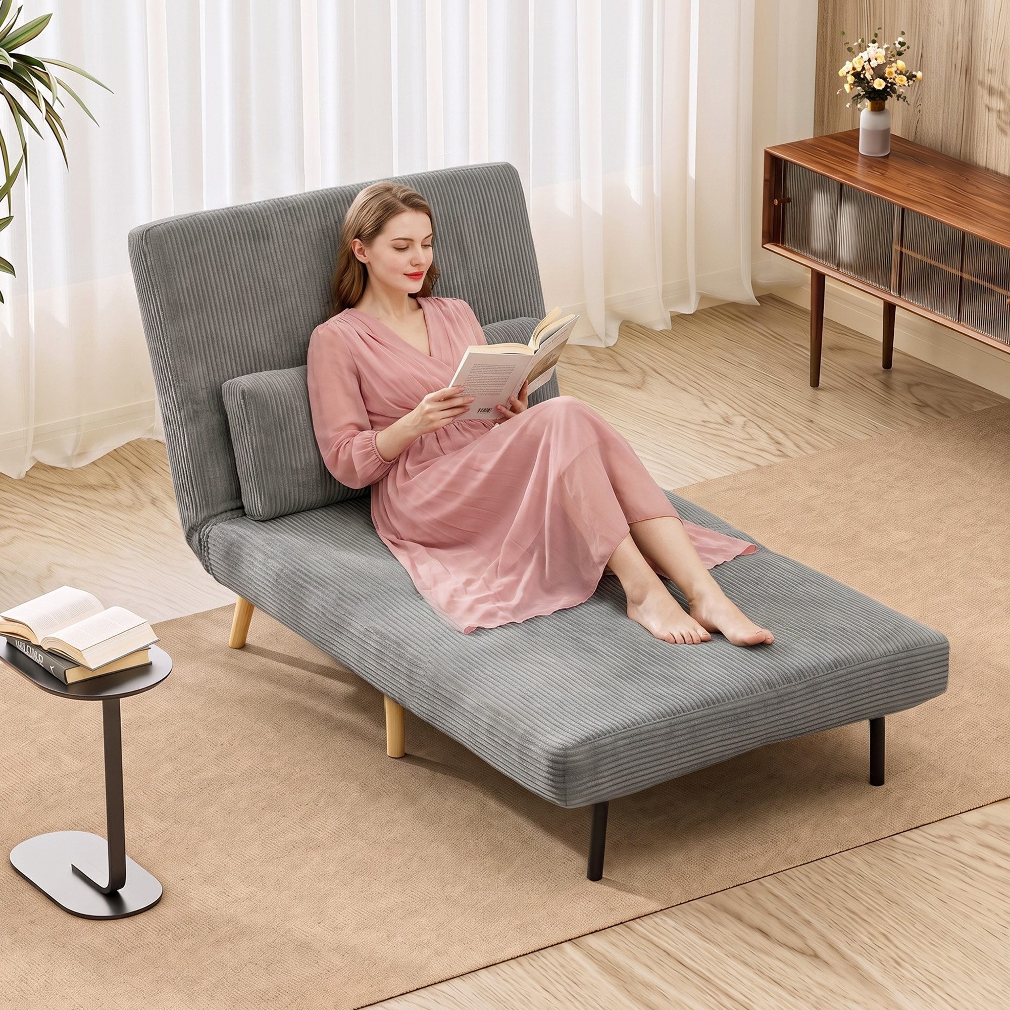 HOMCOM Schlafsofa Schlafsessel 3 in 1 mit Bettfunktion, Verstellbarer Rückenlehne, Set 1 Teile, 3-in-1, Click-Clack, Rückenlehne 6-fach
