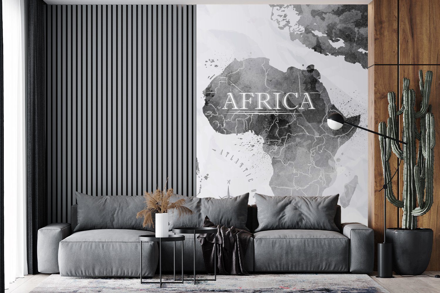 St), Afrika für MuchoWow Wandtapete - bedruckt, Weltkarte (3 - Fototapete Matt, Wohnzimmer, Farbe, Vinyl Montagefertig Tapete