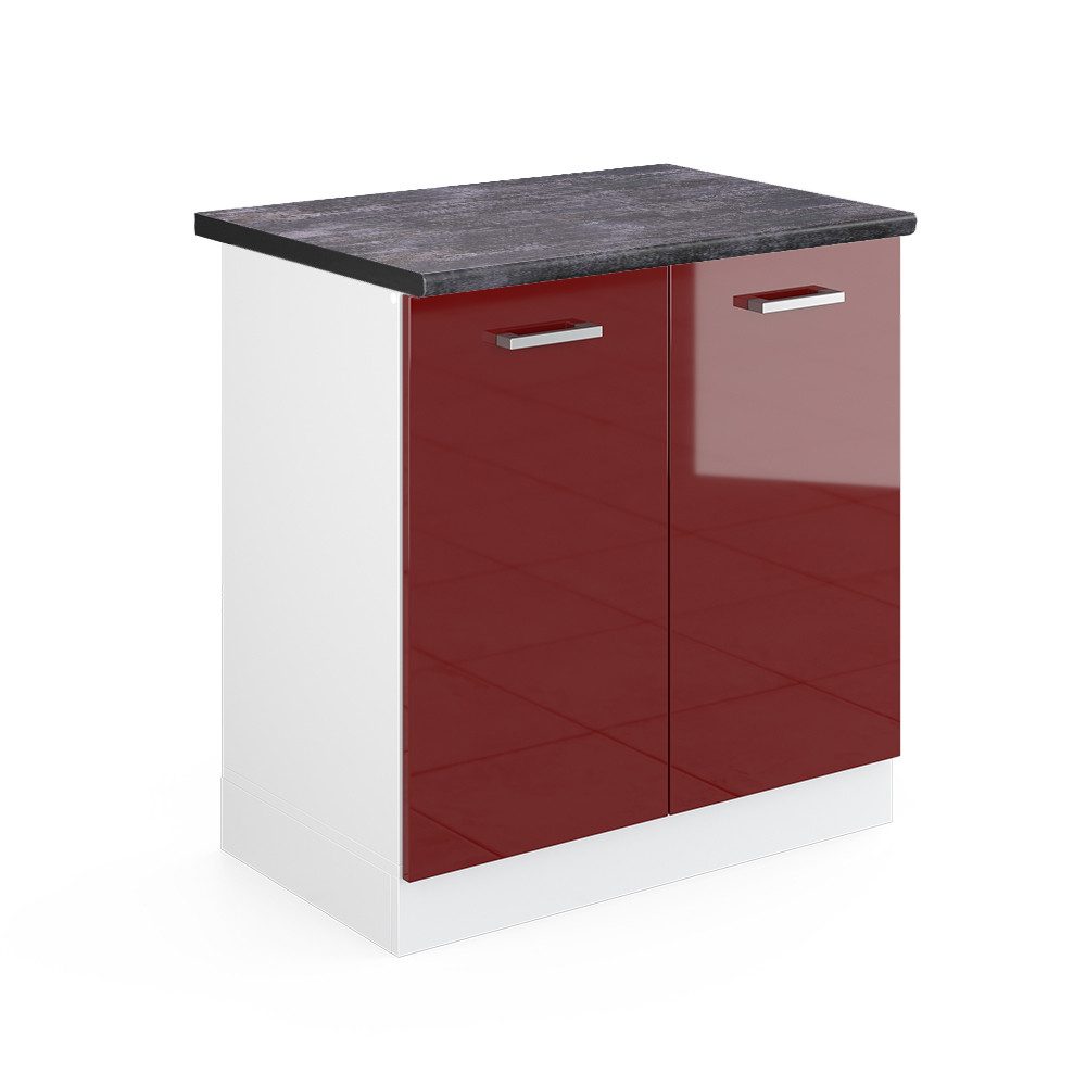 Vicco Spülenunterschrank R-Line, Bordeaux Hochglanz/Weiß, 80 günstig online kaufen