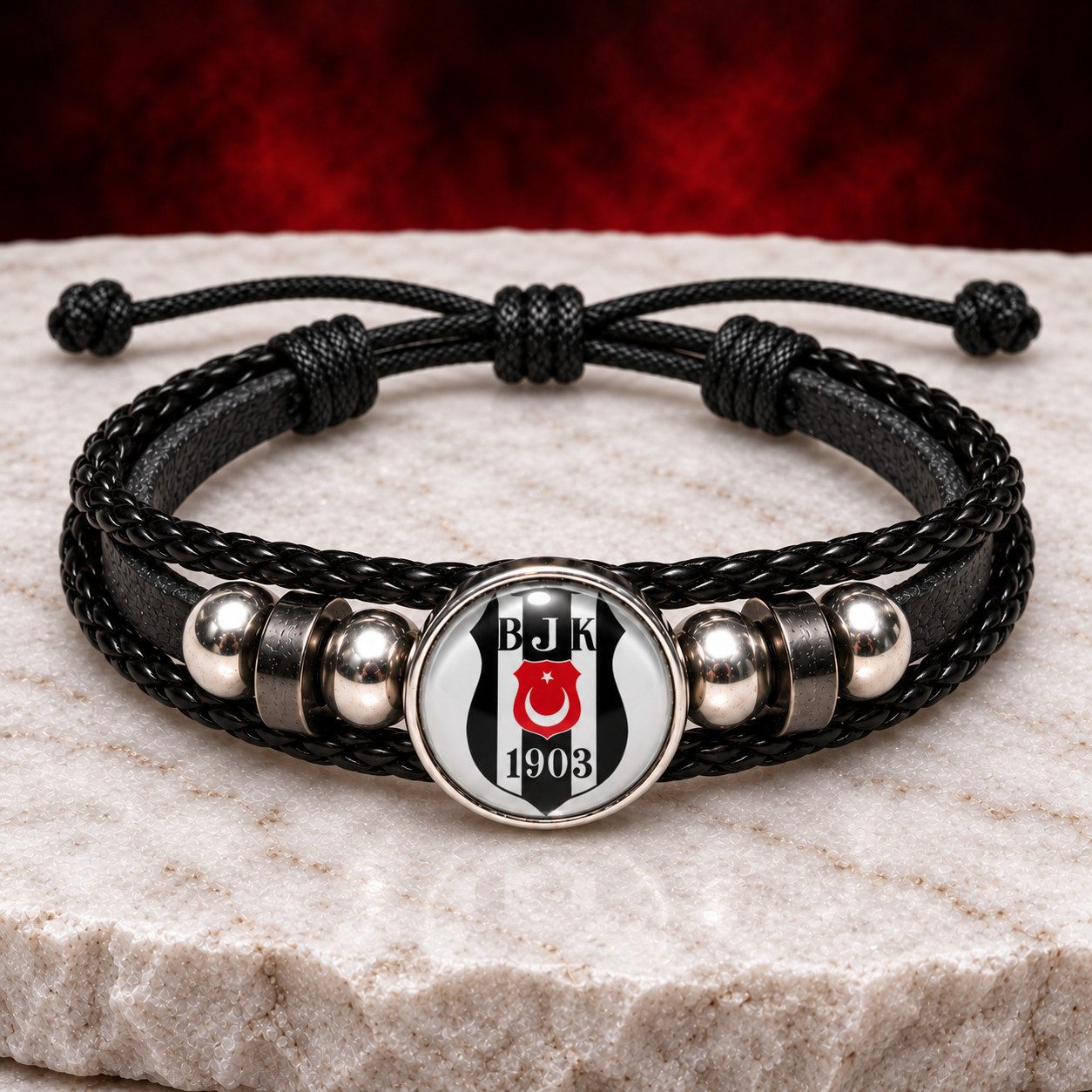 Stelby Armband mit Gravur Besiktas Armband 3D Gravur im Glas (Weihnachtsgeschenk, Geburtstagsgeschenk, Valentinstaggeschenk, modern, minimalistisch), langlebig, pflegeleicht, unisex