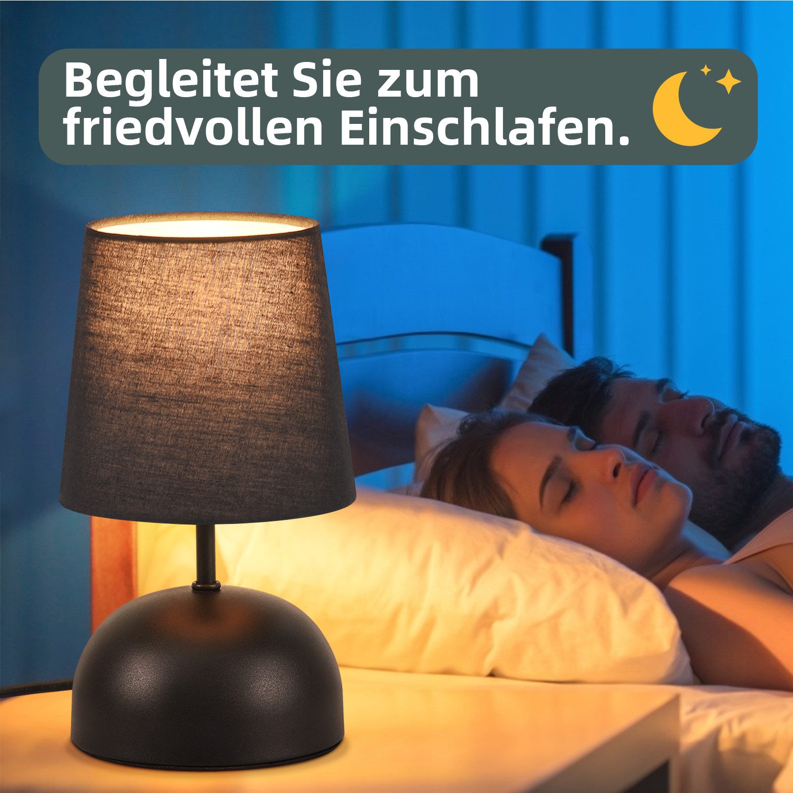 Nettlife Tischleuchte Beige Stoff mit Kabel Nachttischlampe Schlafzimmer Mo günstig online kaufen