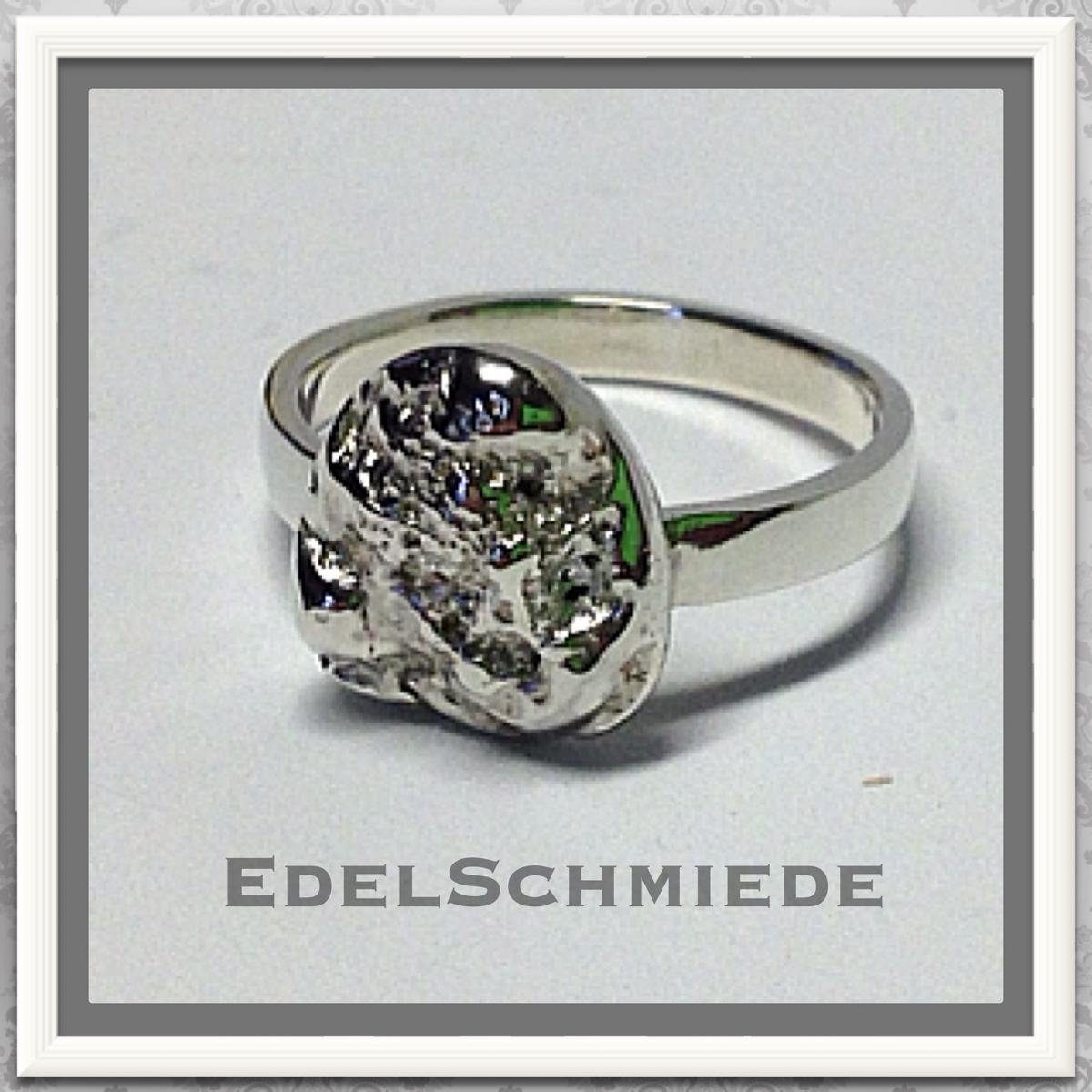Silberring Edelschmiede925 schlichter Ring mit Silbernugget 925/- Ringgröße 57
