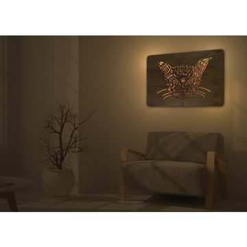 WohndesignPlus LED-Bild LED-Wandbild "Katzenkopf" 62cm x 38cm mit Akku/Batterie, Tiere, DIMMBAR! Viele Größen und verschiedene Dekore sind möglich.