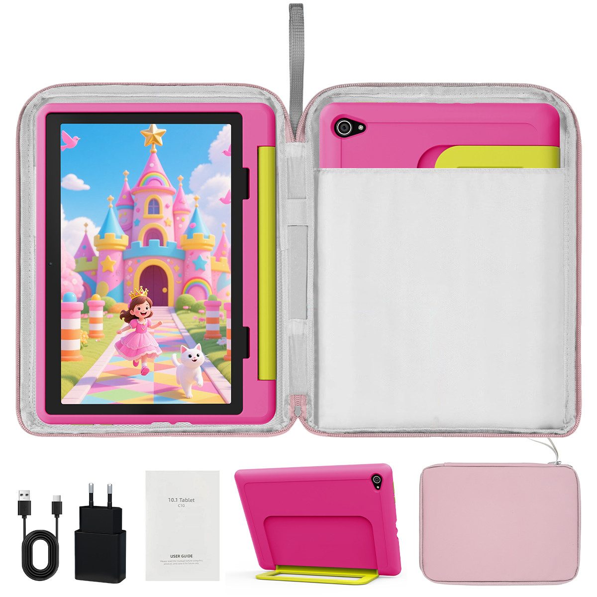 BUFO 10 Zoll Android 16, 24(3+21)GB RAM+64GB, 1280x800 HD IPS, Kinder Tablet (10", 64 GB, Android 16, WiFi 6, Robuste Schutzhülle, Vorinstallierte Lernapps, GMS-Zertifizierung)
