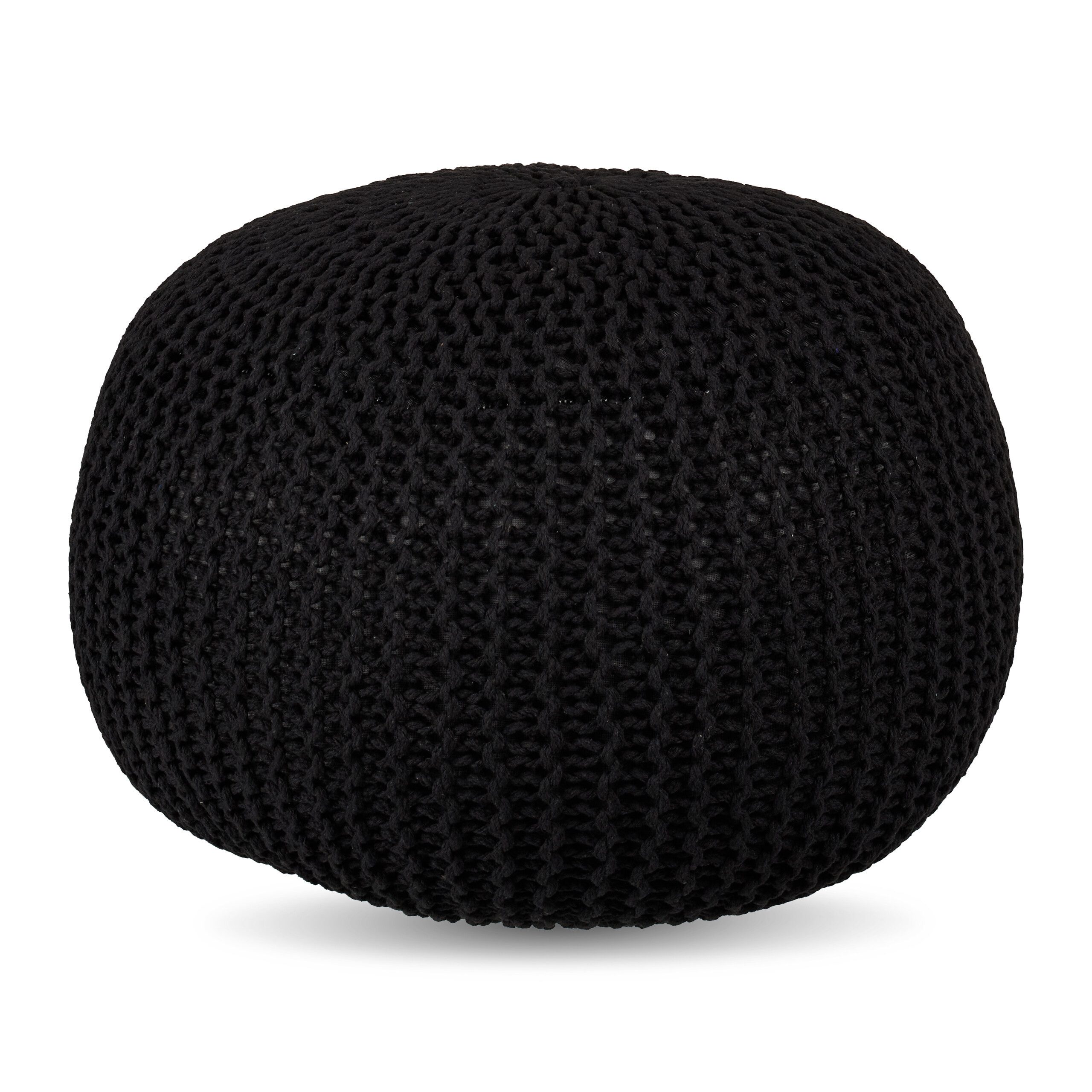 relaxdays Pouf Gestrickter Pouf, schwarz