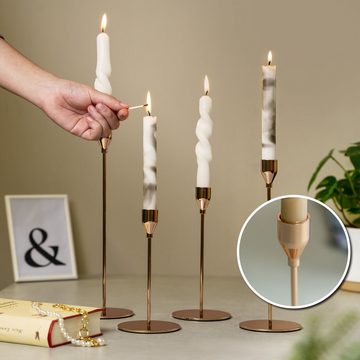 bremermann Kerzenhalter 4er-Set Kerzenhalter, Kerzenständer für Stabkerzen, Metall, roségold