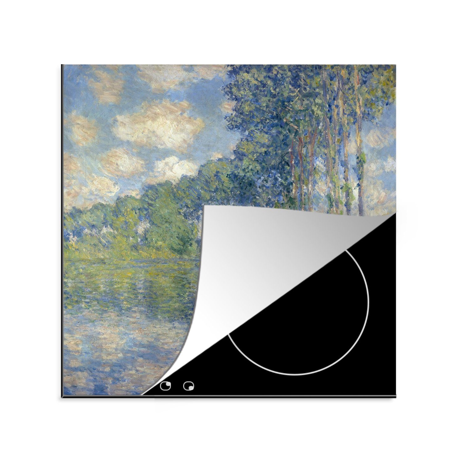 MuchoWow Herdblende-/Abdeckplatte Pappeln an der Epte - Gemälde von Claude Monet, Vinyl, (1 tlg), 78x78 cm, Ceranfeldabdeckung, Arbeitsplatte für küche