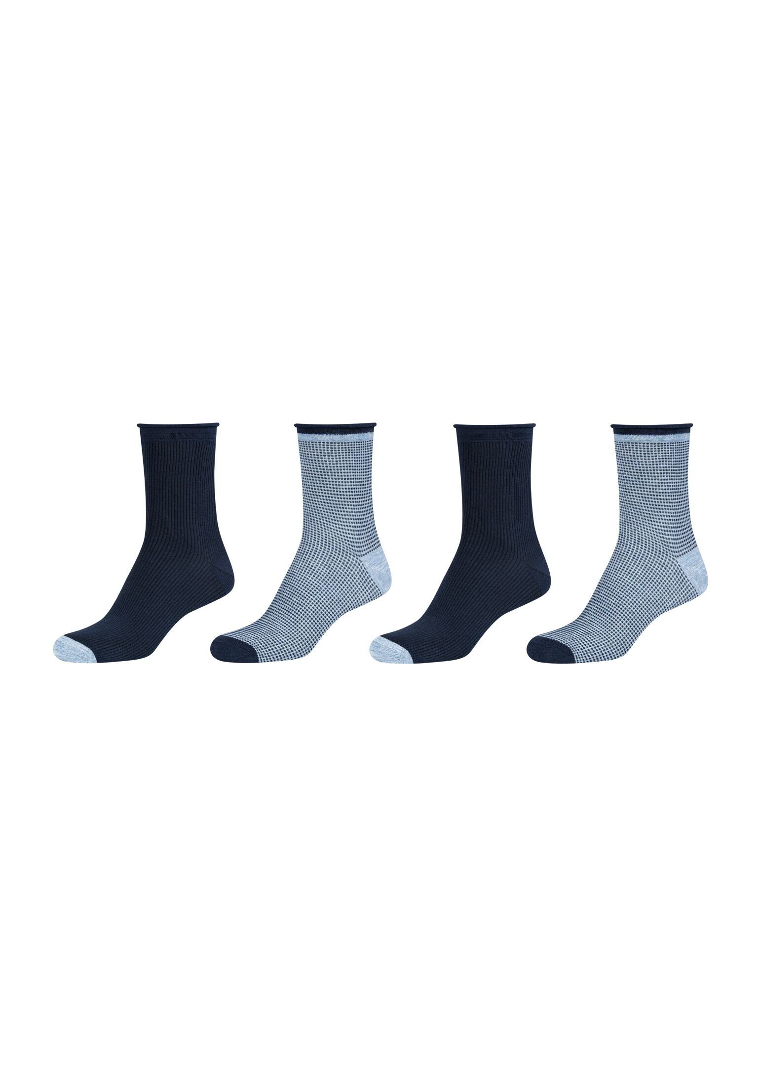 Camano Socken Socken ohne Hoher weiches Rollbündchen Pack, Gummidruck Tragekomfort: 4er