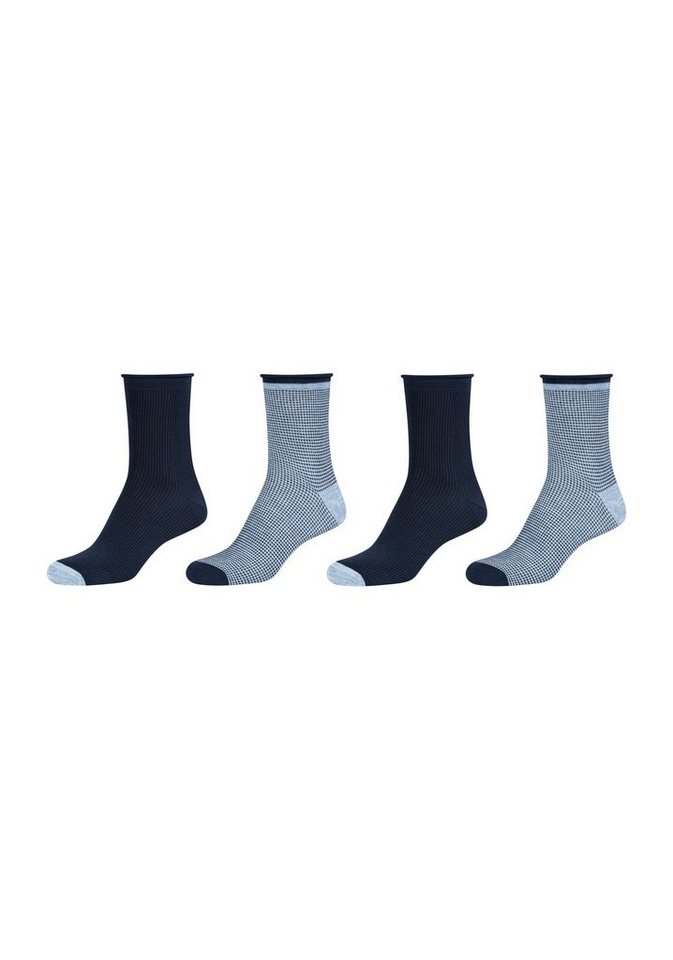 Camano Socken Socken 4er Pack, Hoher Tragekomfort: weiches Rollbündchen  ohne Gummidruck