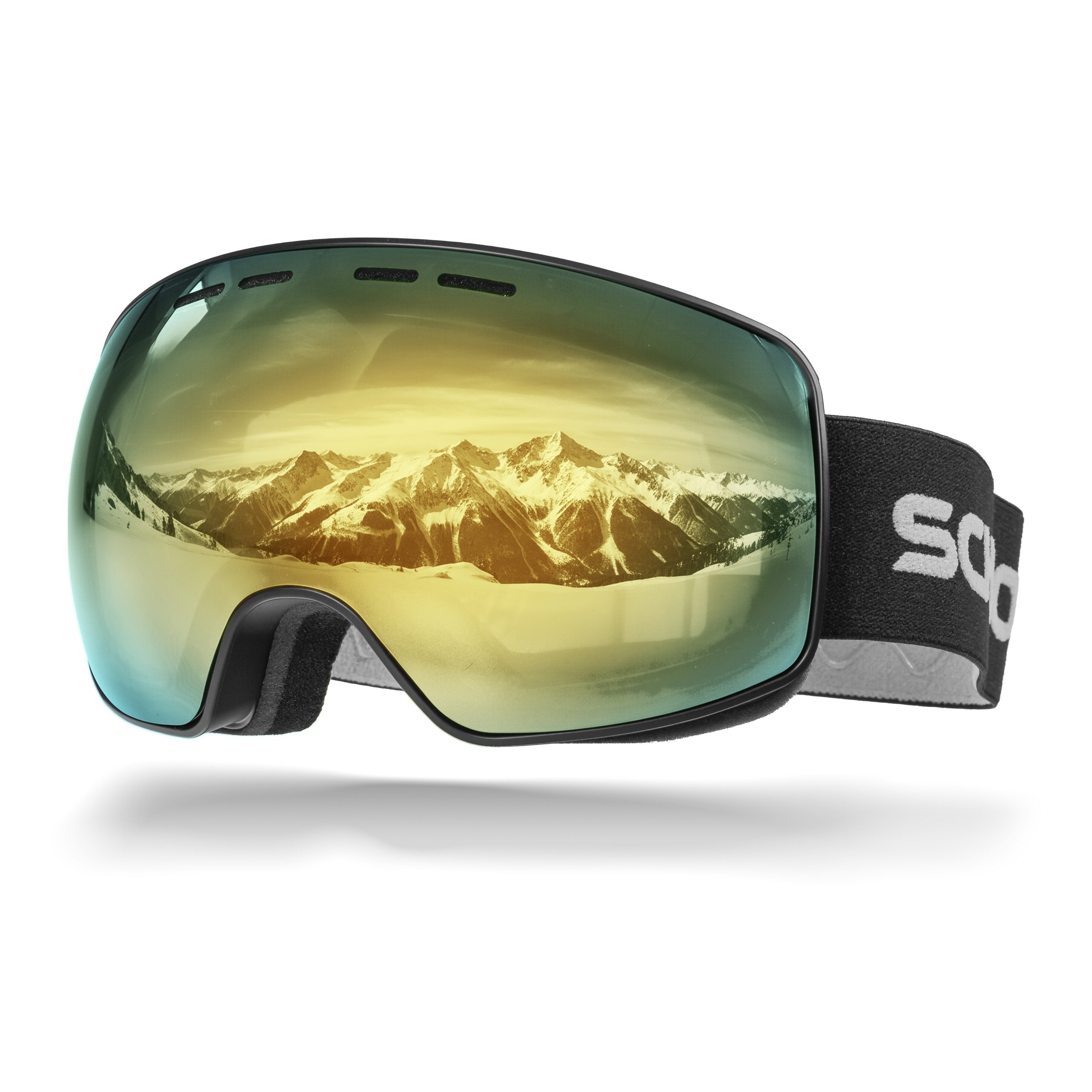 Sportbrille Schnorr Skibrille Ventra - Sphärisch, Gold (S3), Full REVO, Anti-Fog