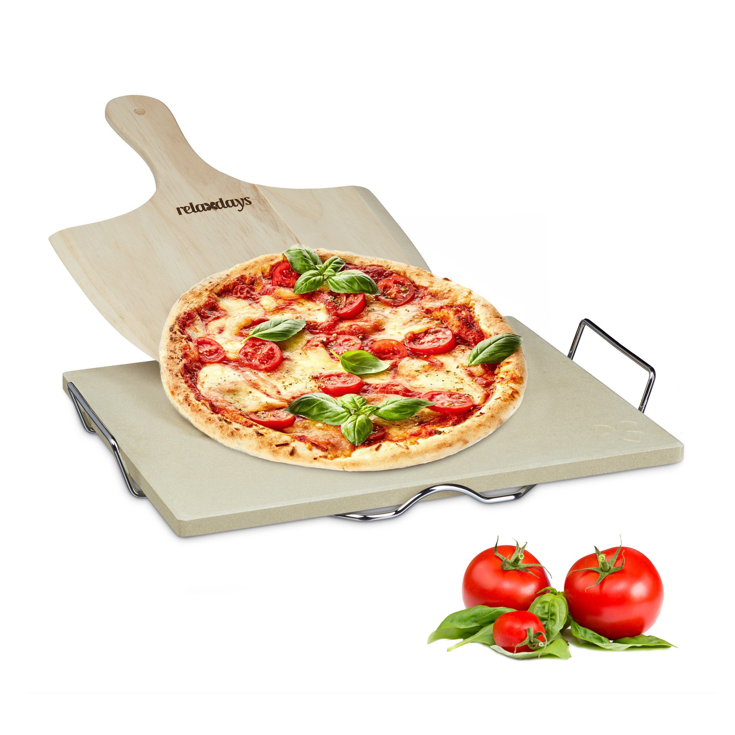 relaxdays Pizzastein Pizzastein Set 1,5 cm, Cordierit