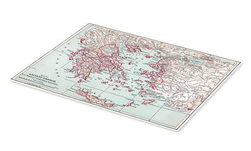 Posterlounge Forex-Bild Granger Collection, Karte vom antiken Griechenland (Englisch), Wohnzimmer Illustration