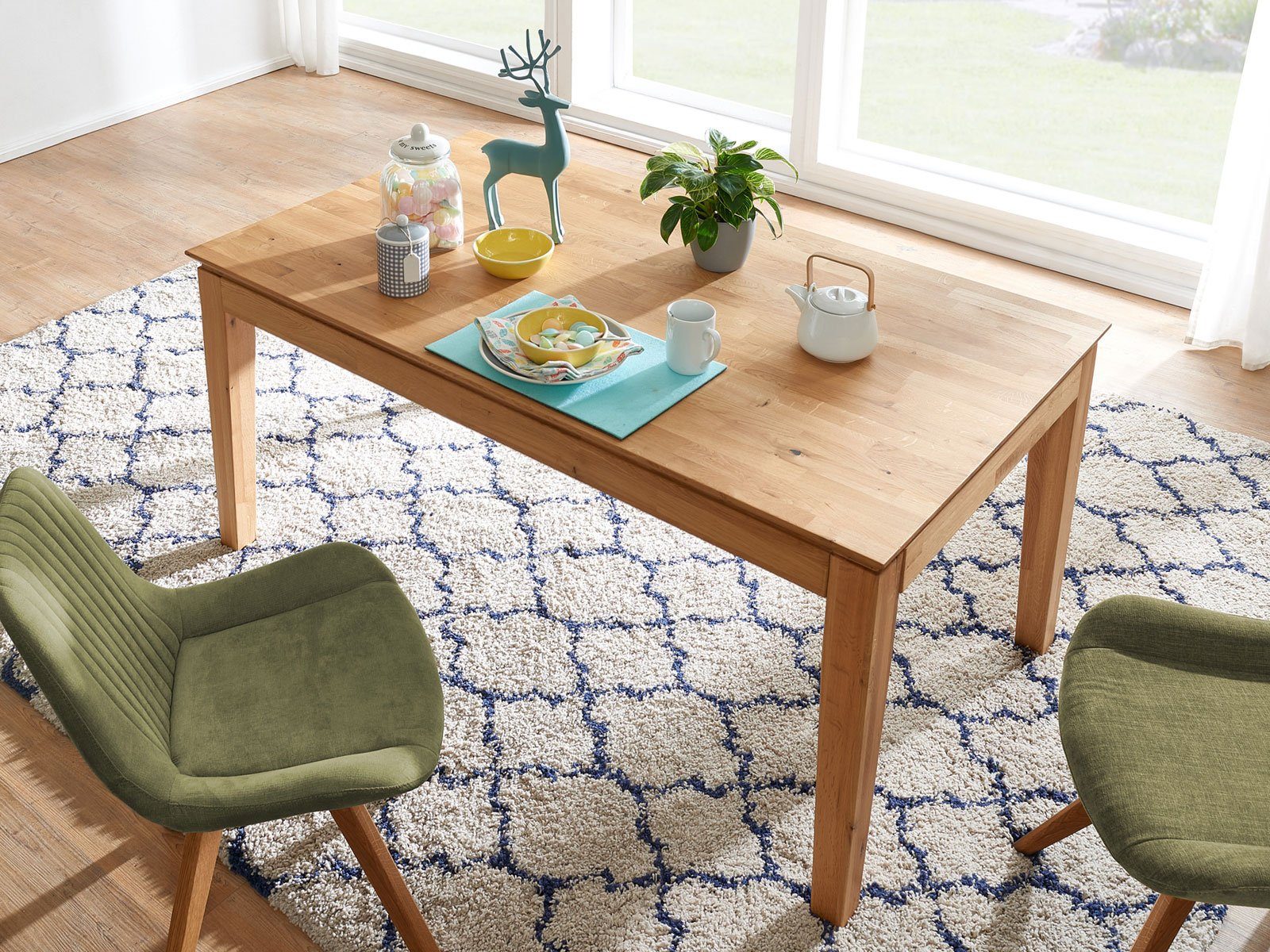 Casamia Esstisch Esstisch Massivholz 120/140/160cm ausziehbar Reno Wildeiche