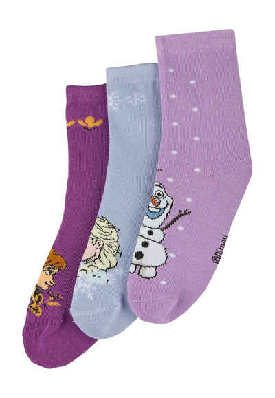 ONOMATO! Socken Frozen - Die Eiskönige Kinder Mädchen Strümpfe Socken 3er Pack (3-Paar)