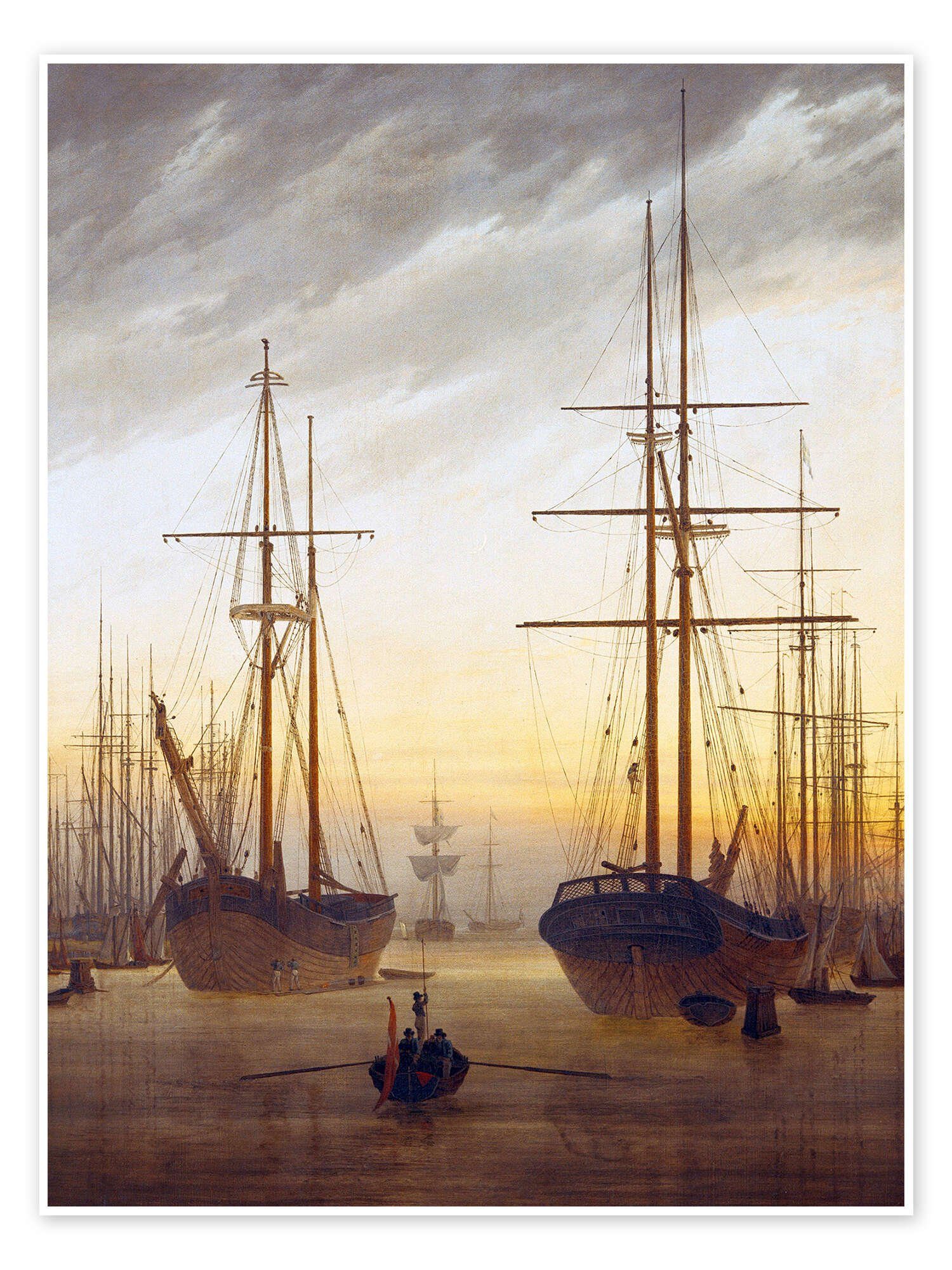 Posterlounge Wandbild Ansicht eines Hafens, Caspar David Friedrich, erhältlich als Poster, Leinwandbild, Wandsticker oder Acrylglasbild