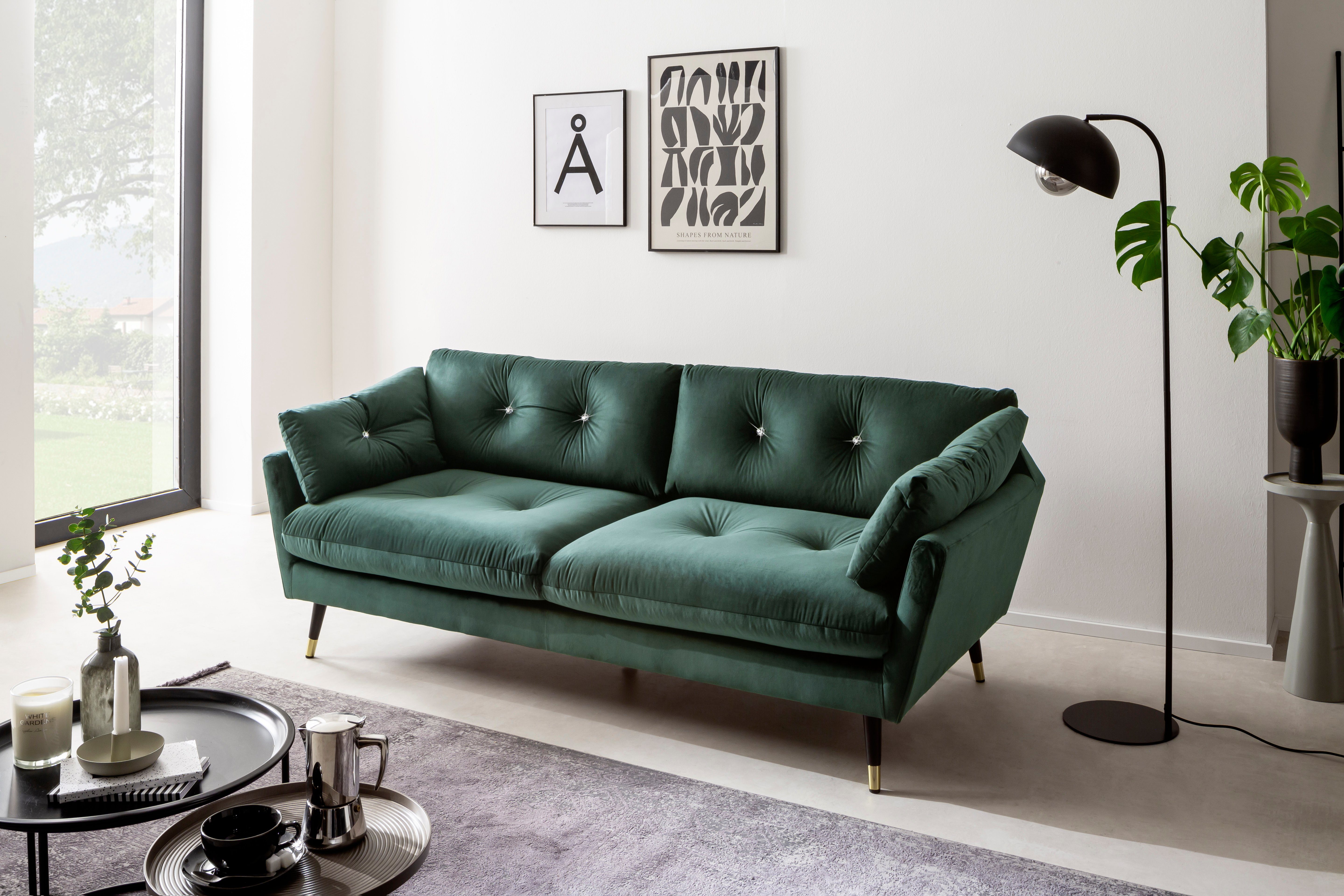 Trends by HG 3-Sitzer Amira, mit Strasssteinen und goldfarben Applikationen