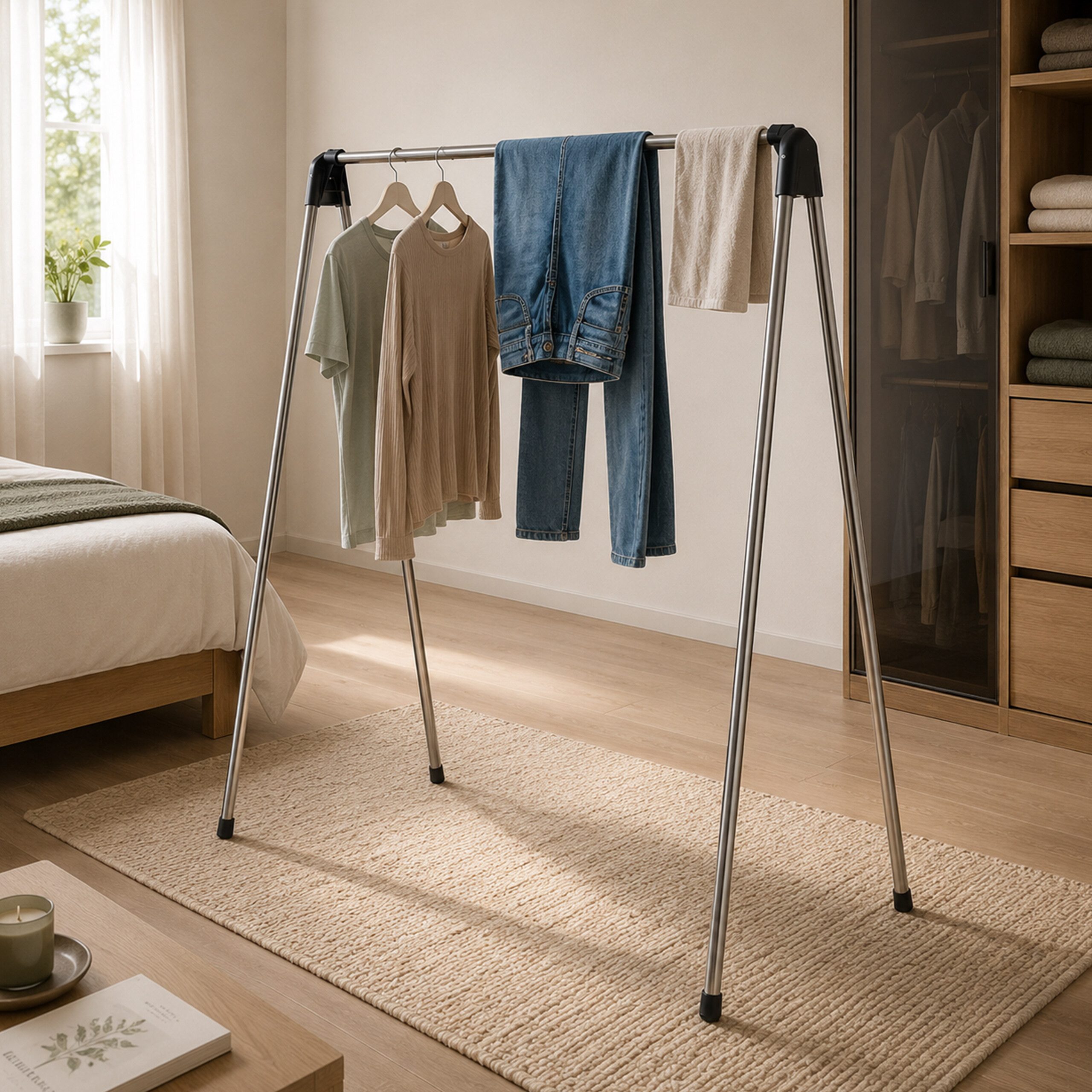 relaxdays Wäscheständer Edelstahl klappbar