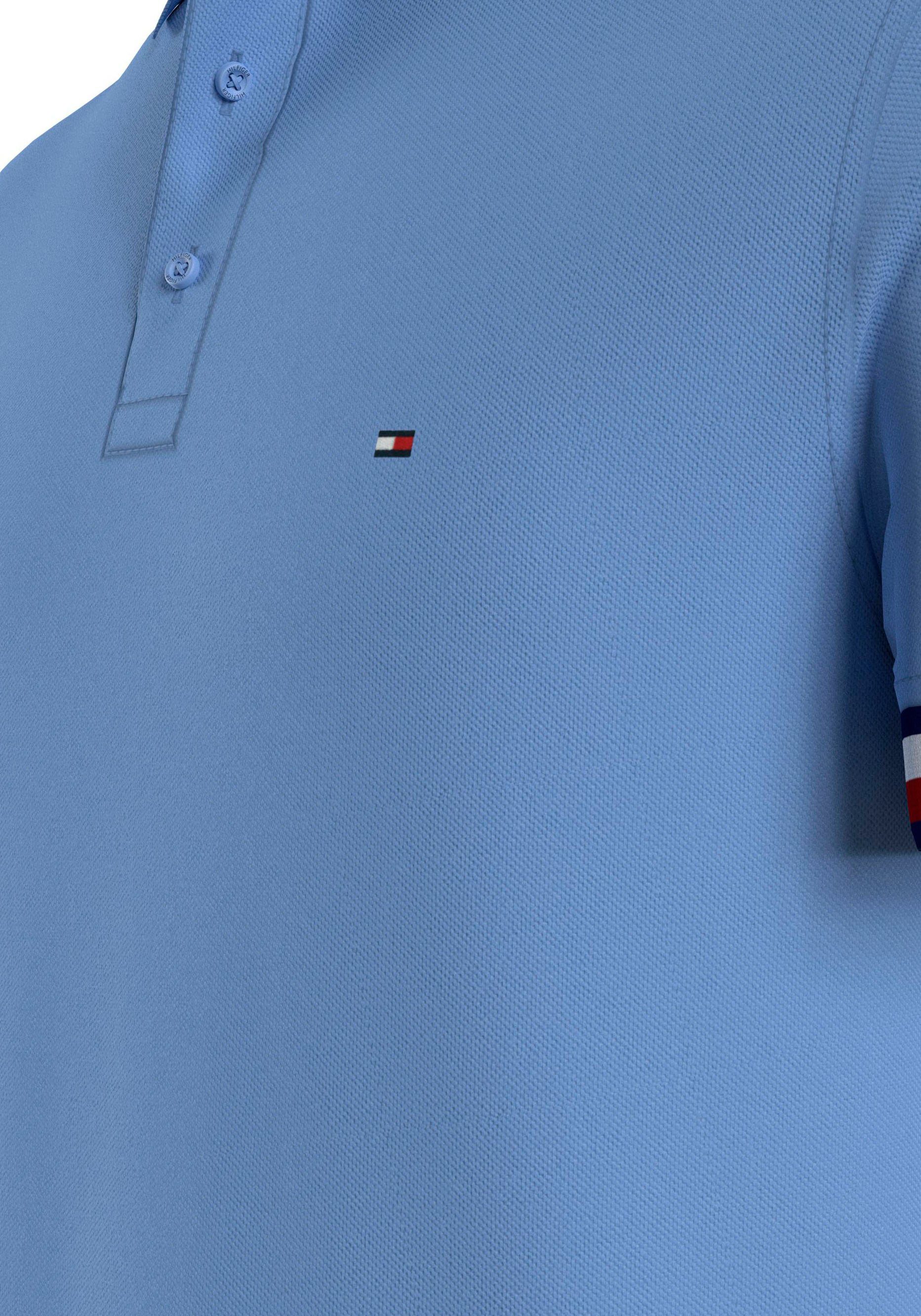 Tommy Hilfiger Poloshirt MONOTYPE Blue FIT FLAG mit am Spell SLIM Ausschnitt POLO Knopfleiste CUFF