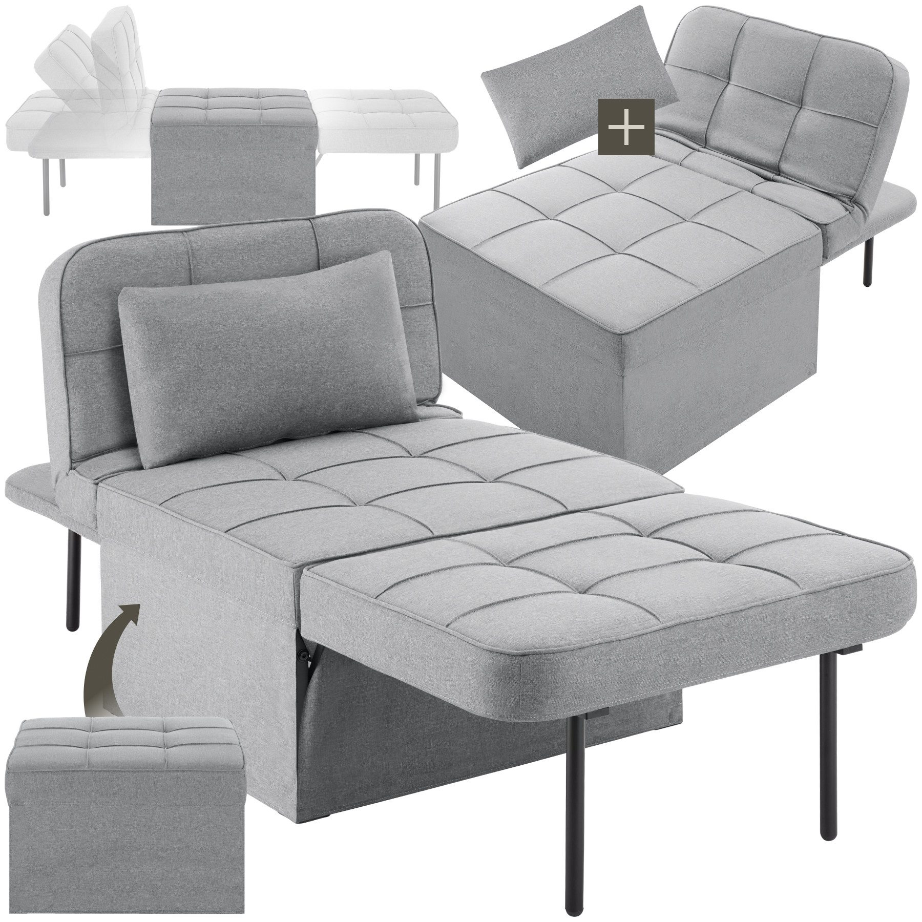 tectake Relaxsessel Schlafhocker, 4 in 1 günstig online kaufen