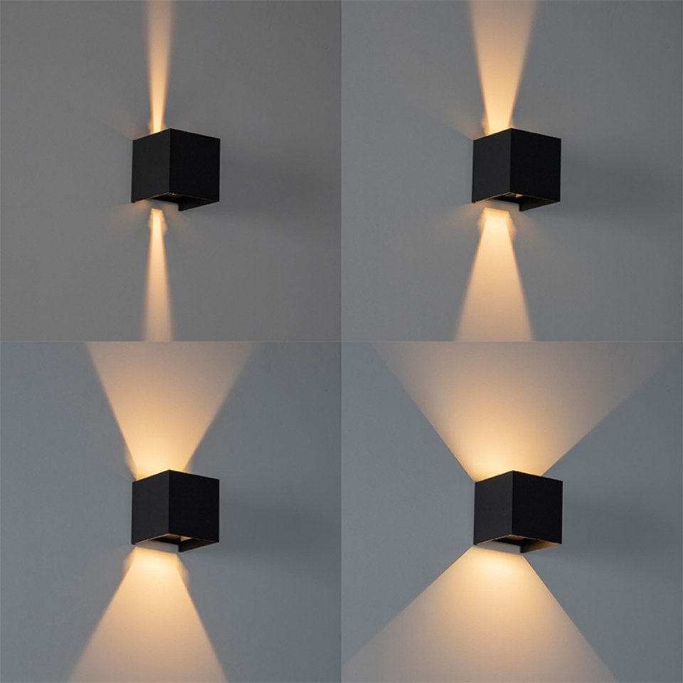 Qazqa Außen-Wandleuchte Edwin, LED fest integriert, Extra-Warmweiß, QAZQA Außen Wand­leuchte, integrated, Schwarz, Aluminium, Modern