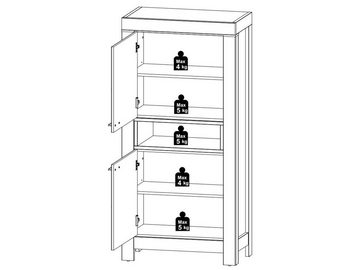 möbelando Highboard Gravesend, 76 x 160 x 42 cm (B/H/T)