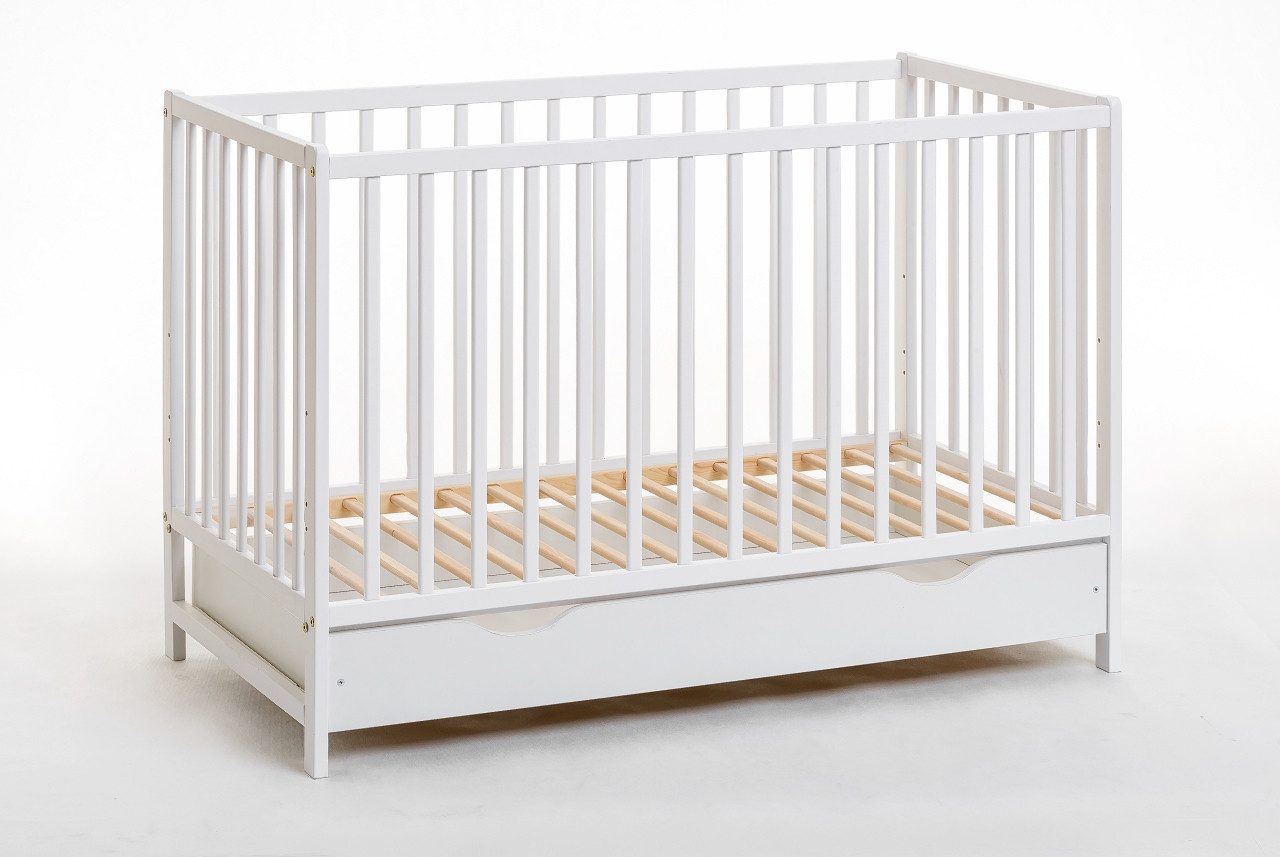 Babybett Babybett Gitterbett Beistellbett + Matratze und Schublade CYPI 120x60