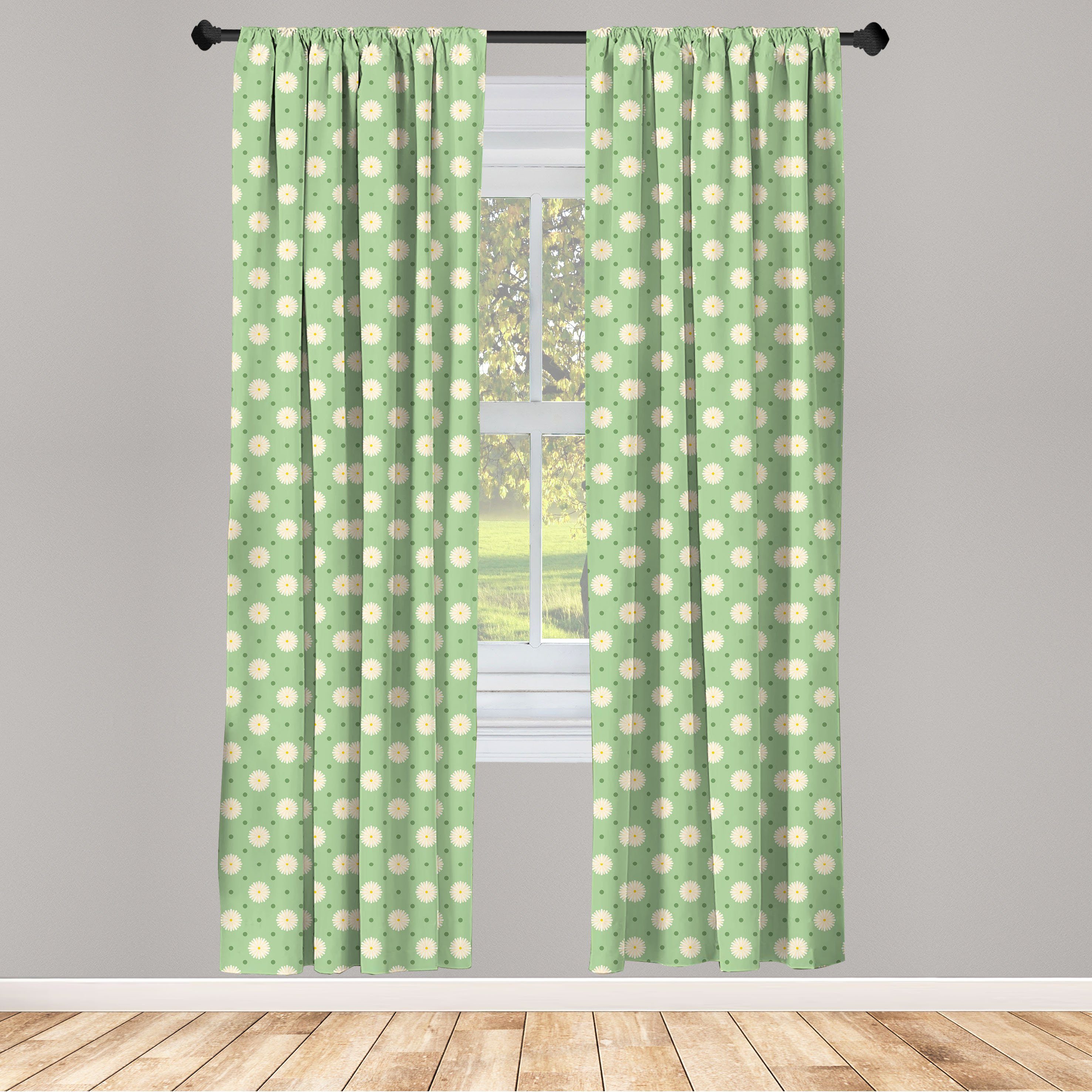 Gardine Vorhang für Wohnzimmer Schlafzimmer Dekor, Abakuhaus, Microfaser, Floral Frühling Pflanzen Yard
