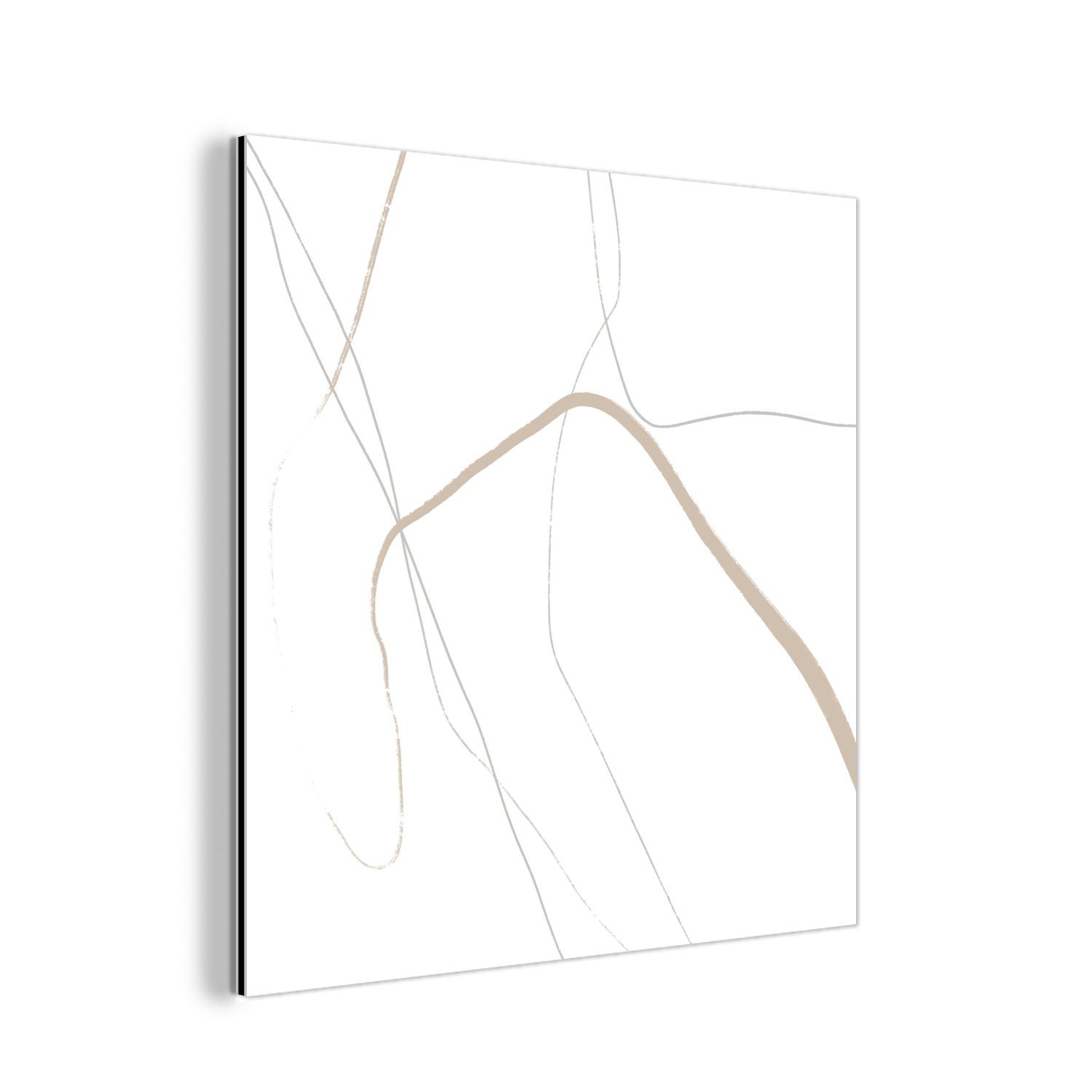 MuchoWow Metallbild Abstrakt - Minimalismus - Linienkunst, (1 St), Alu-Dibond-Druck, Gemälde aus Metall, Aluminium deko