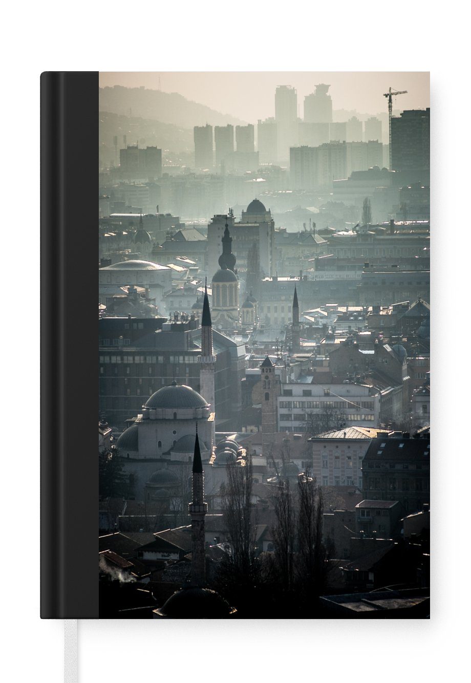 MuchoWow Notizbuch Nebel über Sarajevo, der Hauptstadt von Bosnien und Herzegowina, Journal, Merkzettel, Tagebuch, Notizheft, A5, 98 Seiten, Haushaltsbuch