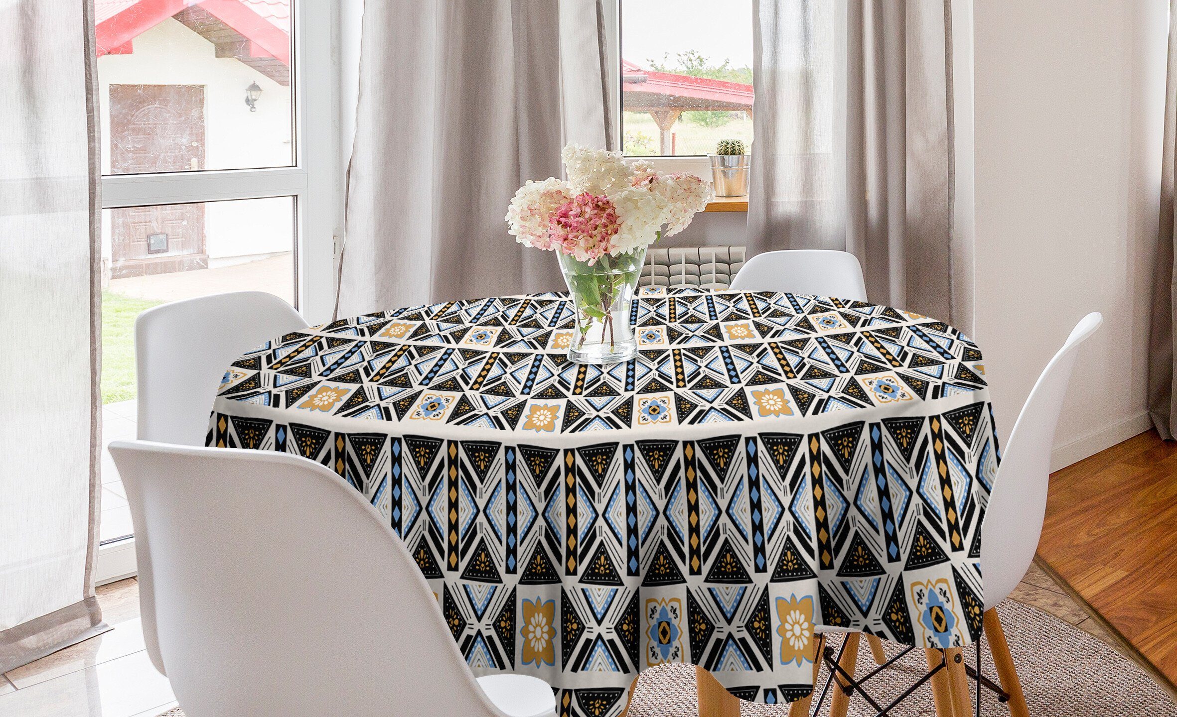 Abakuhaus Tischdecke Kreis Tischdecke Dekoration, geometrische Motive Abdeckung für Boho Küche Esszimmer