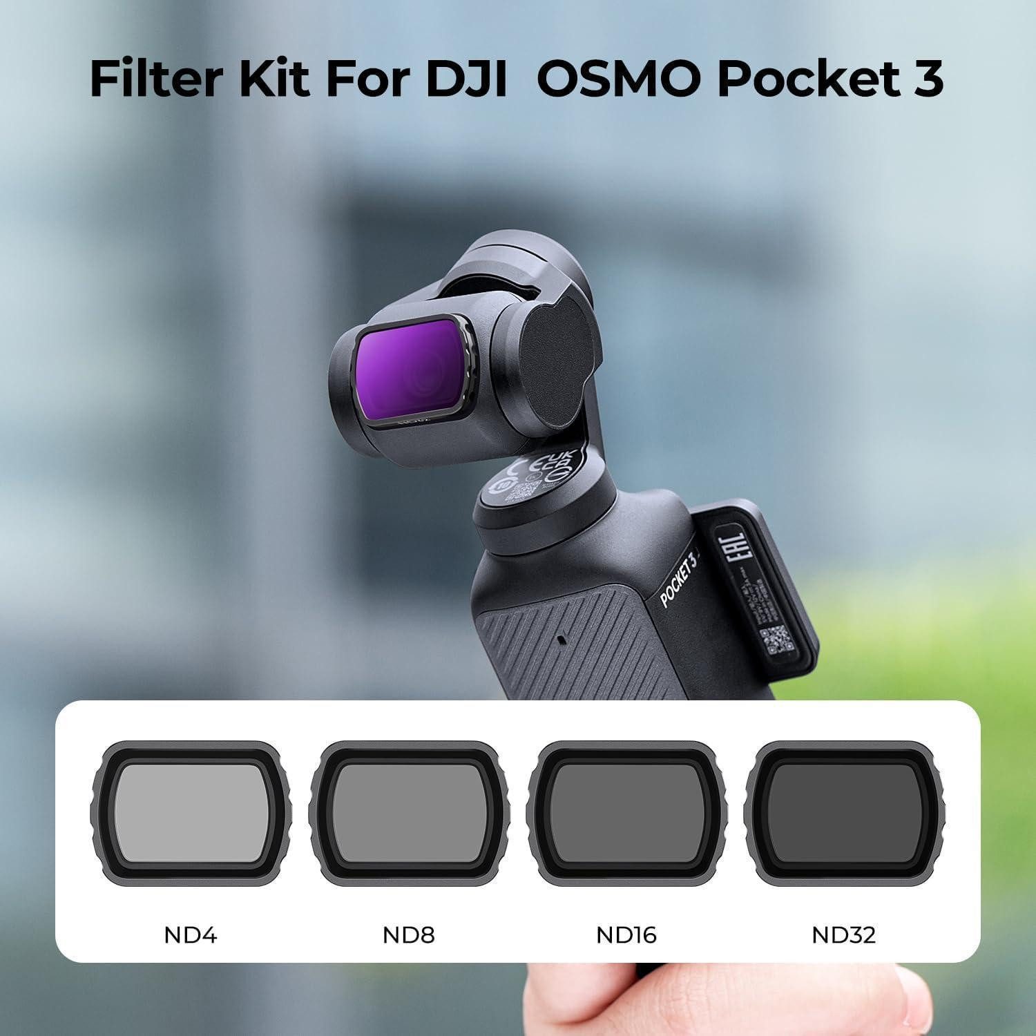 LuxusKollektion K&F Concept OSMO Pocket 3 ND Filter Set 4er Pack Magnetisch ND4 ND8 Graufilter