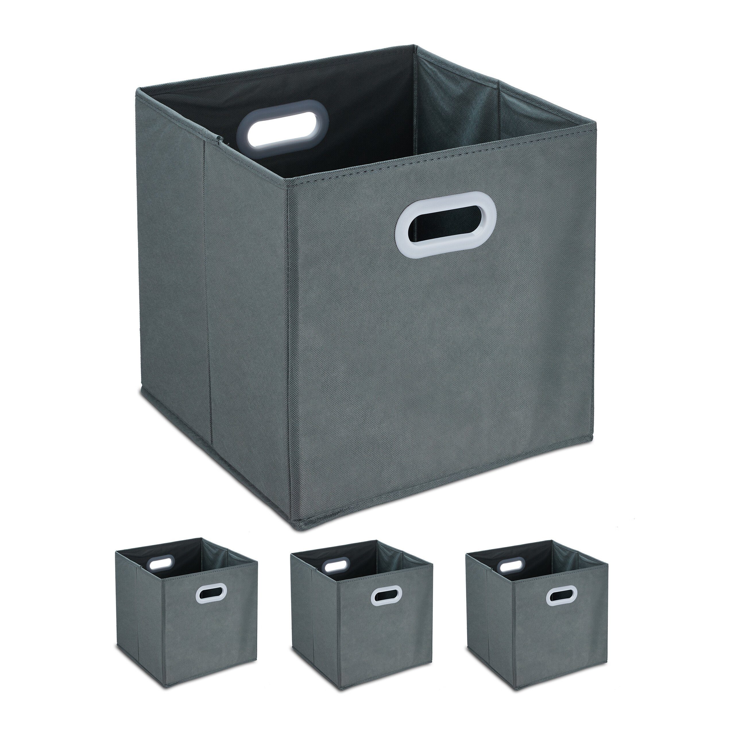 relaxdays Aufbewahrungsbox Graue Aufbewahrungsbox im 4er günstig online kaufen