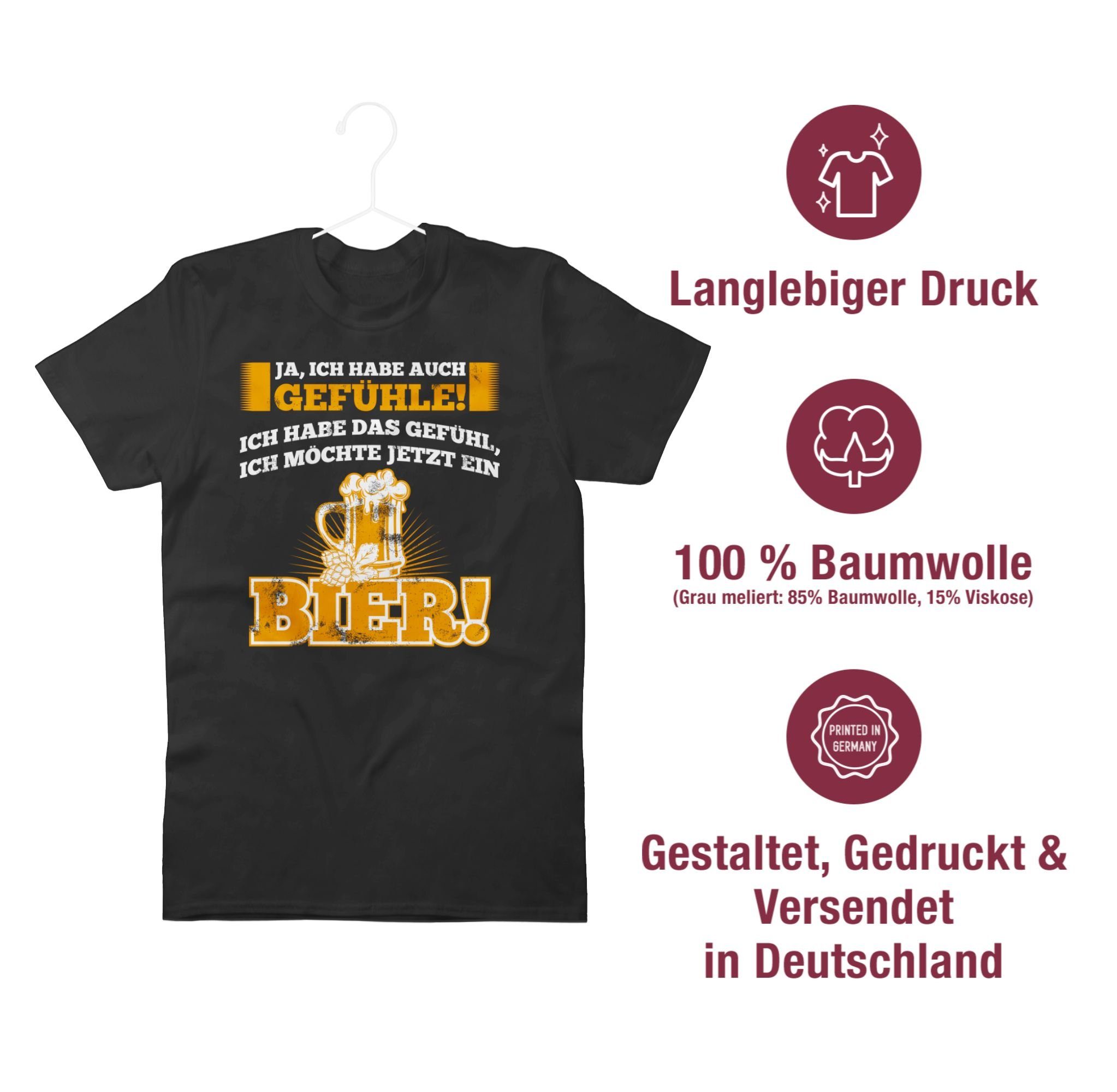 Bier Spruch - Ja mit Sprüche Statement 1 Shirtracer ich Schwarz auch Gefühle T-Shirt habe