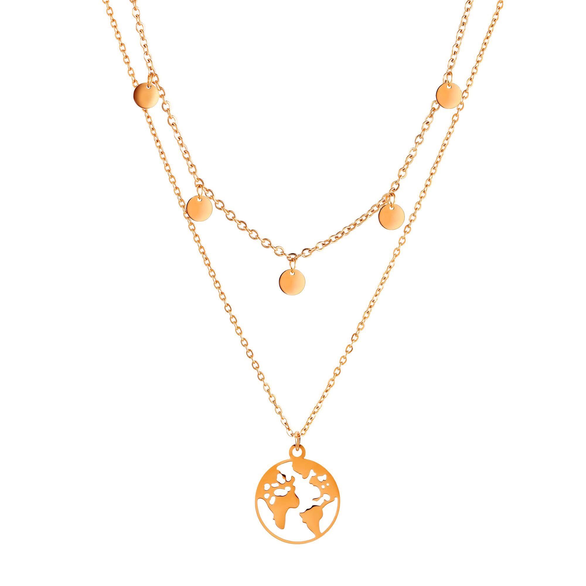 Kim Johanson Schmuckset Plättchen & Weltkarte, 2 x Ketten Set günstig online kaufen
