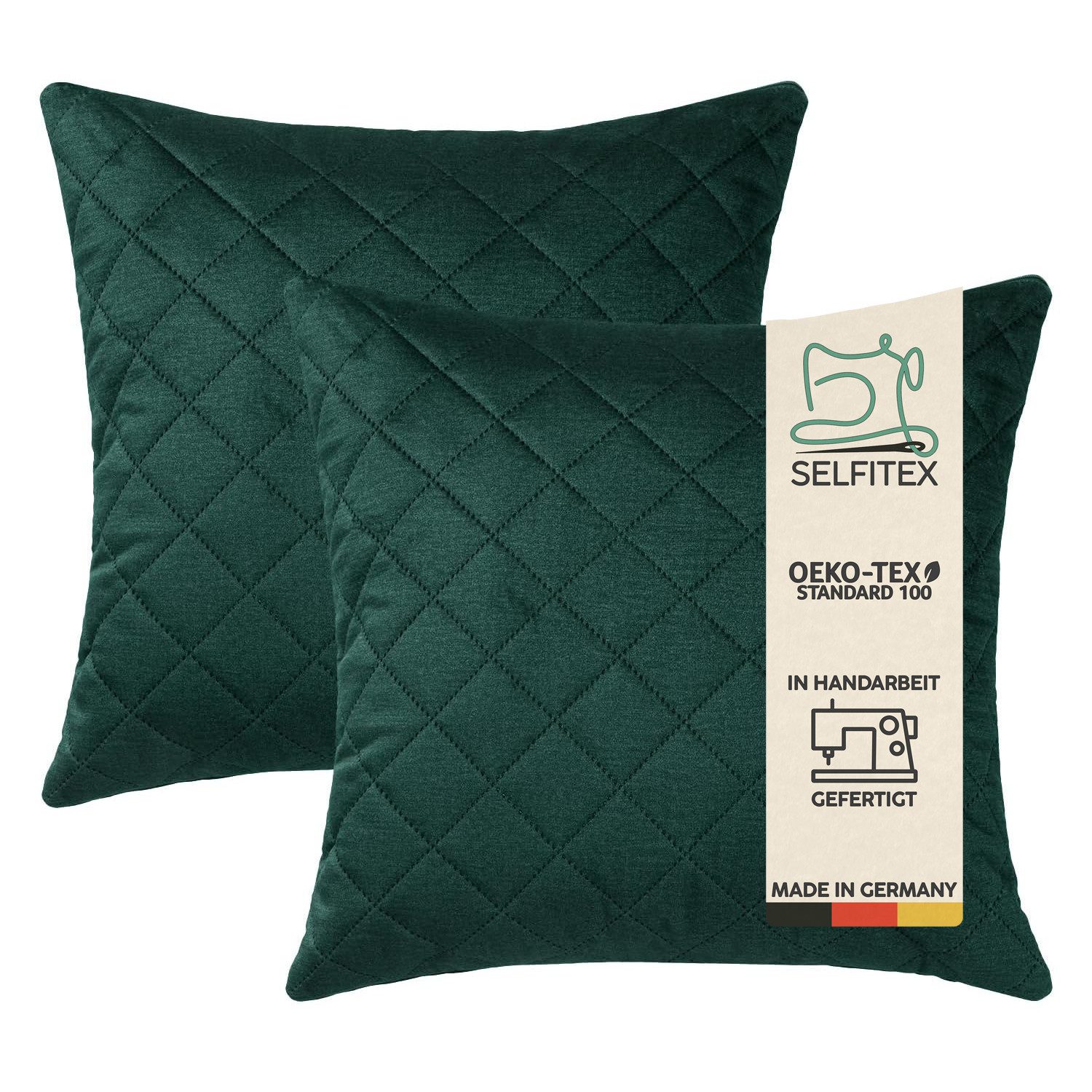 Selfitex Dekokissen mit Veloursbezug, inkl. Füllkissen, 60x80/50x50, einzeln/2er Pack, Vliesstoff mit hoher Stoffdicke