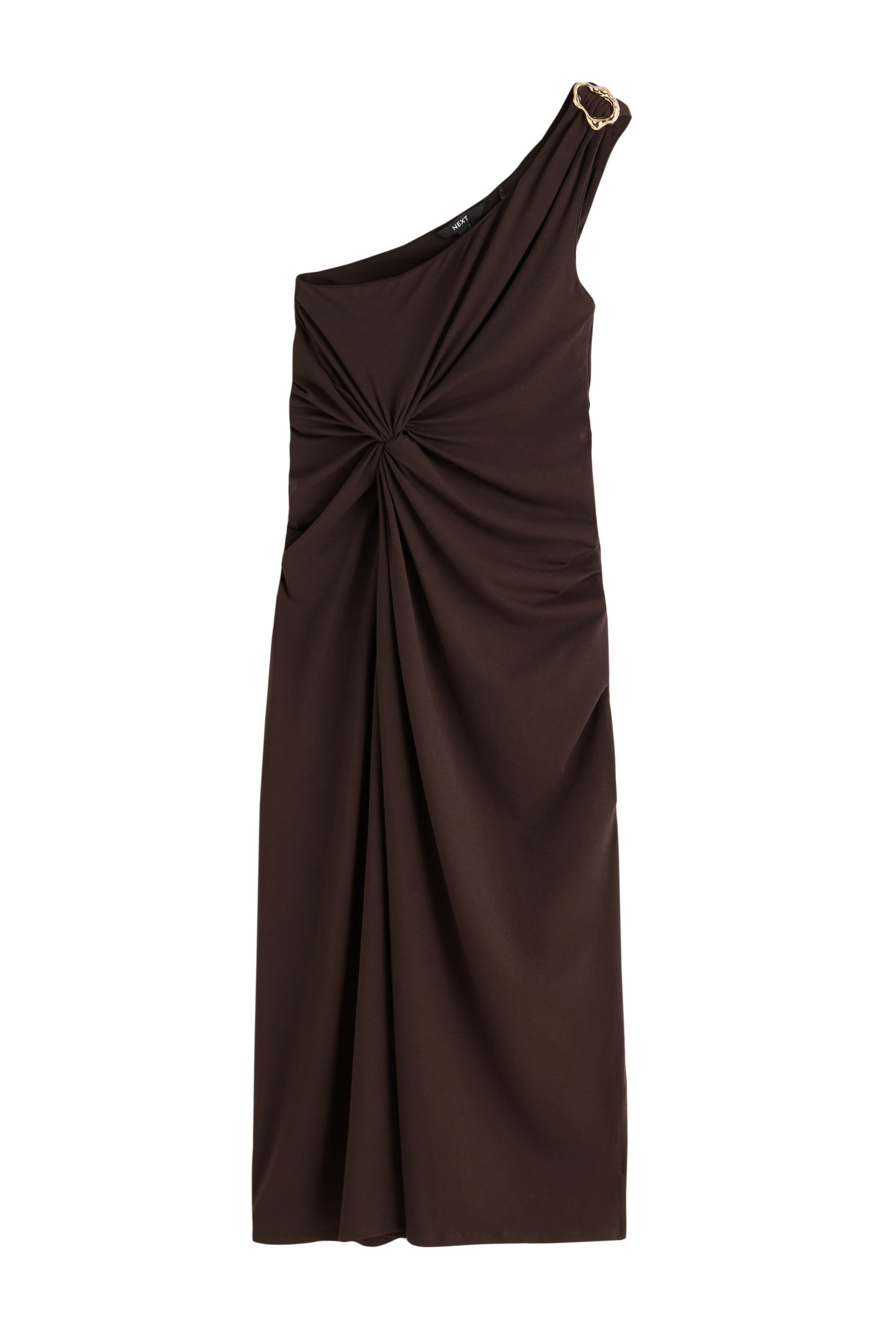 Next Midikleid Midikleid mit One-Shoulder-Träger, Knotendetail (1-tlg)