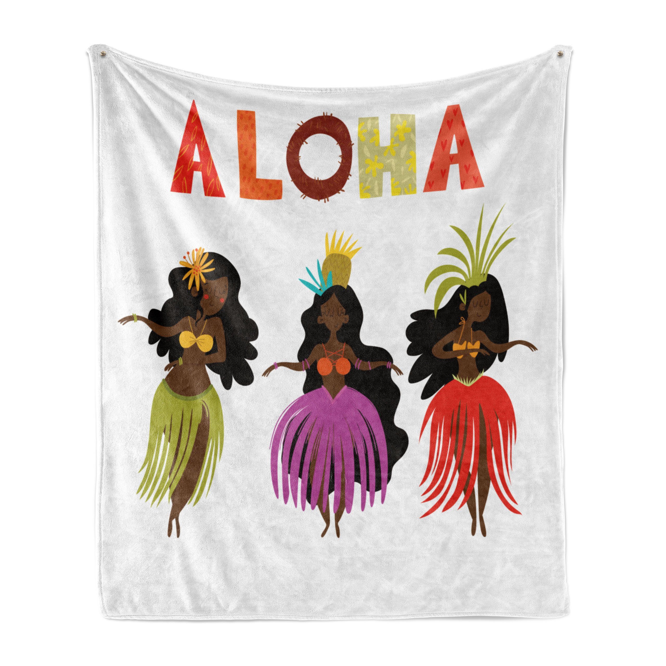 Wohndecke Gemütlicher Plüsch für den Innen- und Außenbereich, Abakuhaus, Aloha Exotische Hula Mädchen Tanzen