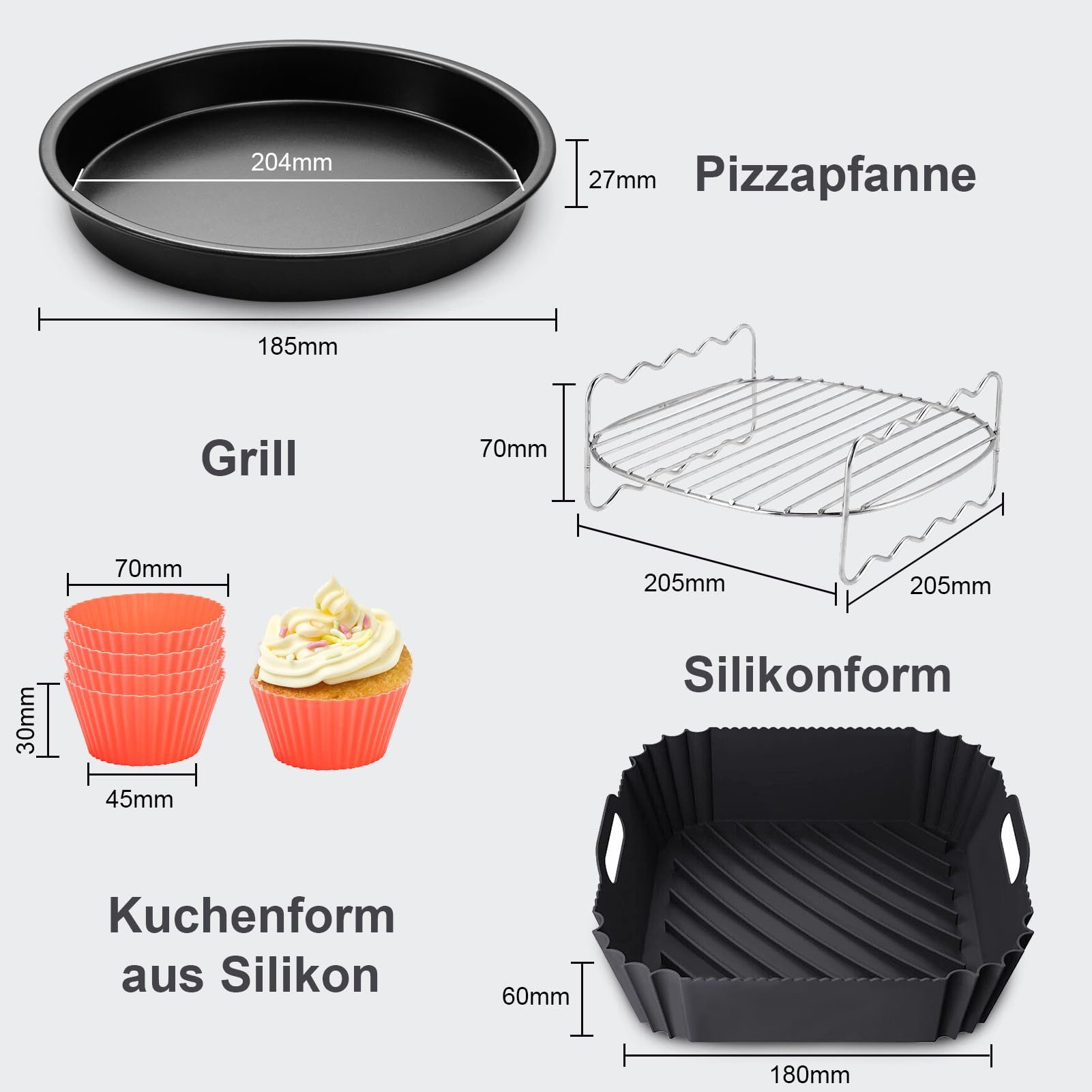 Youyijia Backform 4 stk Silikon Backform Für Airfryer Silikonbackformen – Bild 3 von 5