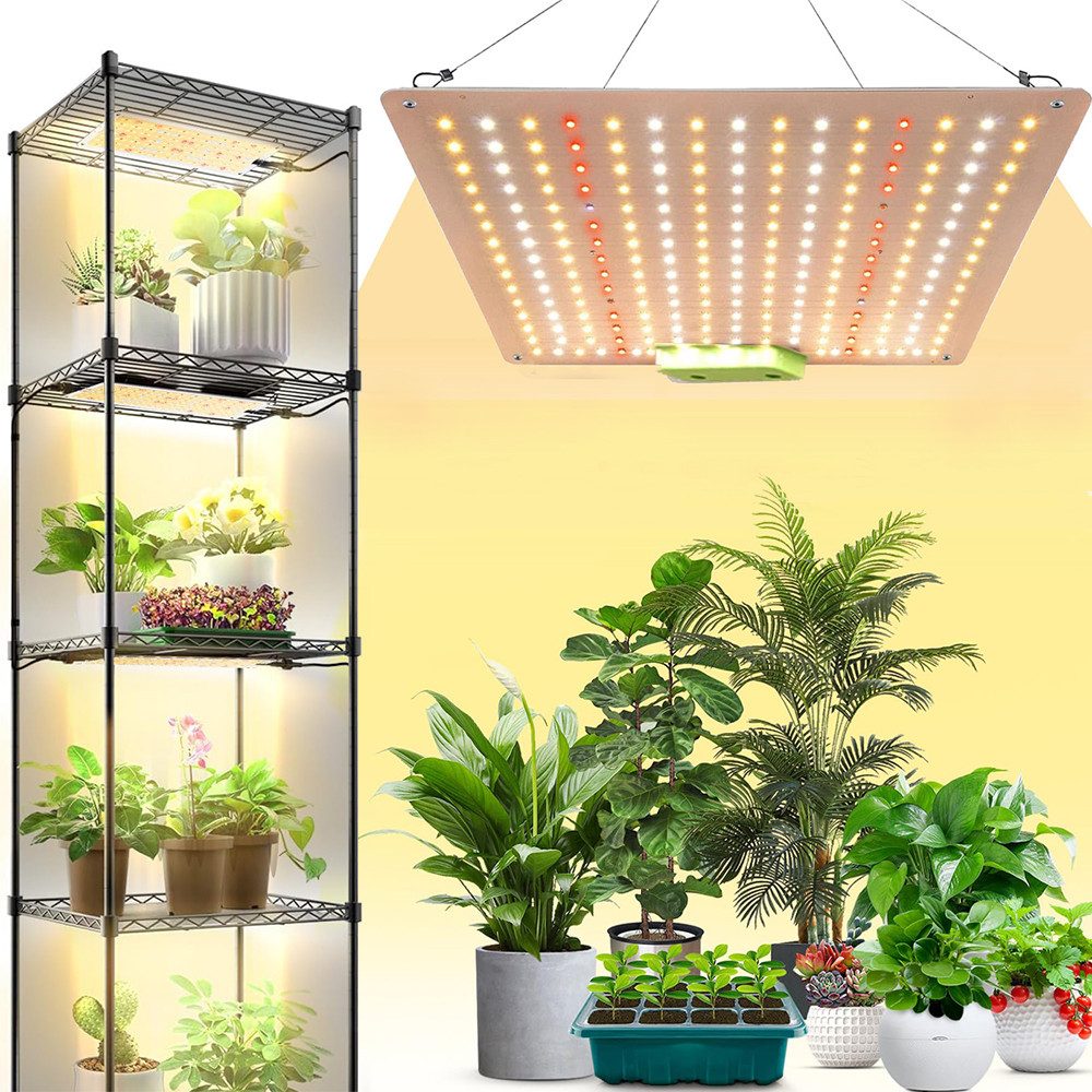 Jibenhome Pflanzenlampe PPFD LED Pflanzenlampe Vollspektrum mit UV IR, Ultradünn, Ruhig, 85W, 120W/150W Dimmbare Wachstumslampe für Zimmerpflanzen, Gemüse, Blume