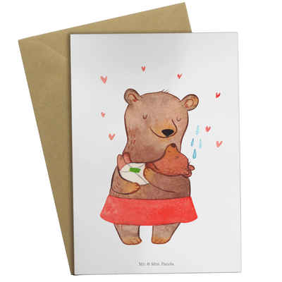 Mr. & Mrs. Panda Grußkarte Bären Baby Taufe - Weiß - Geschenk, Geburtstagskarte, Glückwunschkart, Hochglänzende Veredelung