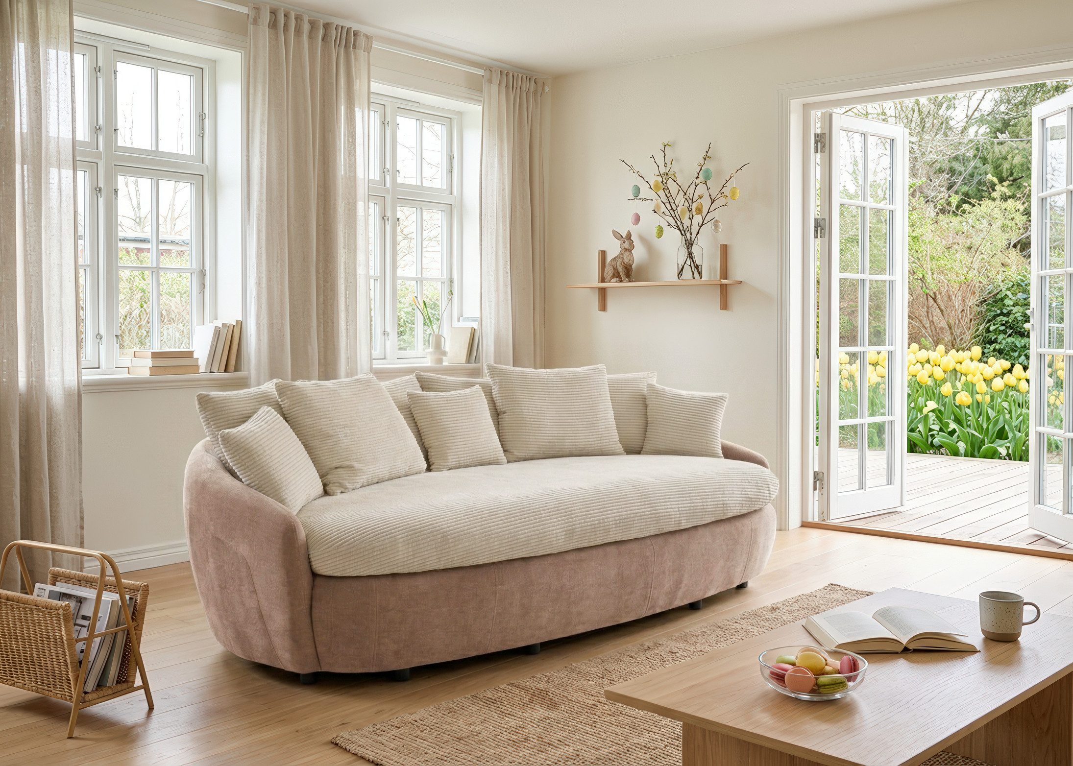 COTTA Big-Sofa Aruba, gemütliches Megasofa in XXL in organischer Form mit vielen Kissen